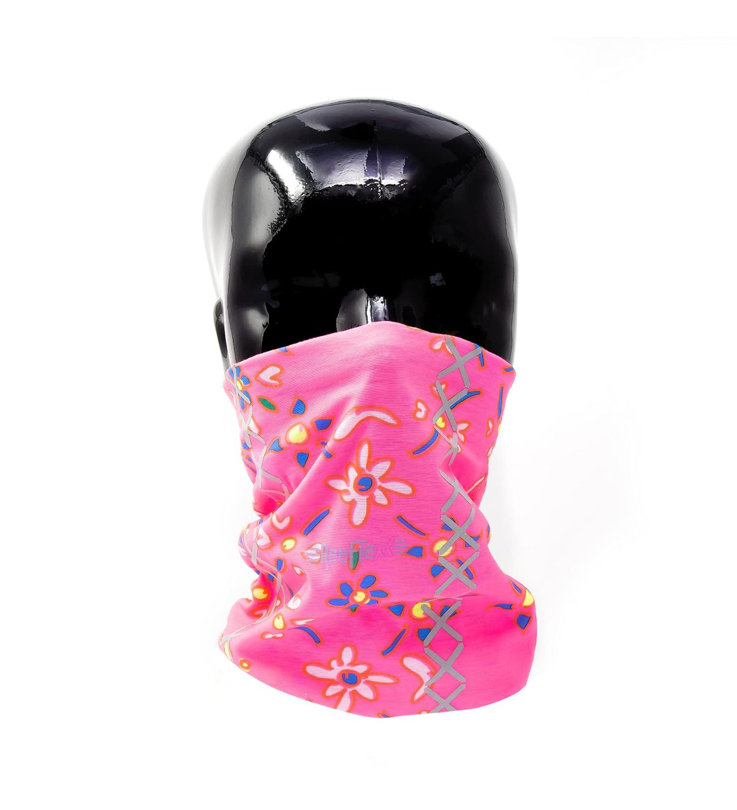 REEFLEXX Loop Scarf for Kids | Multifunctional Tube Scarf - Breathable Printed with Reflectors | Pink Flower Design - International Shipping Available - Buy Online on GoSupps.com
