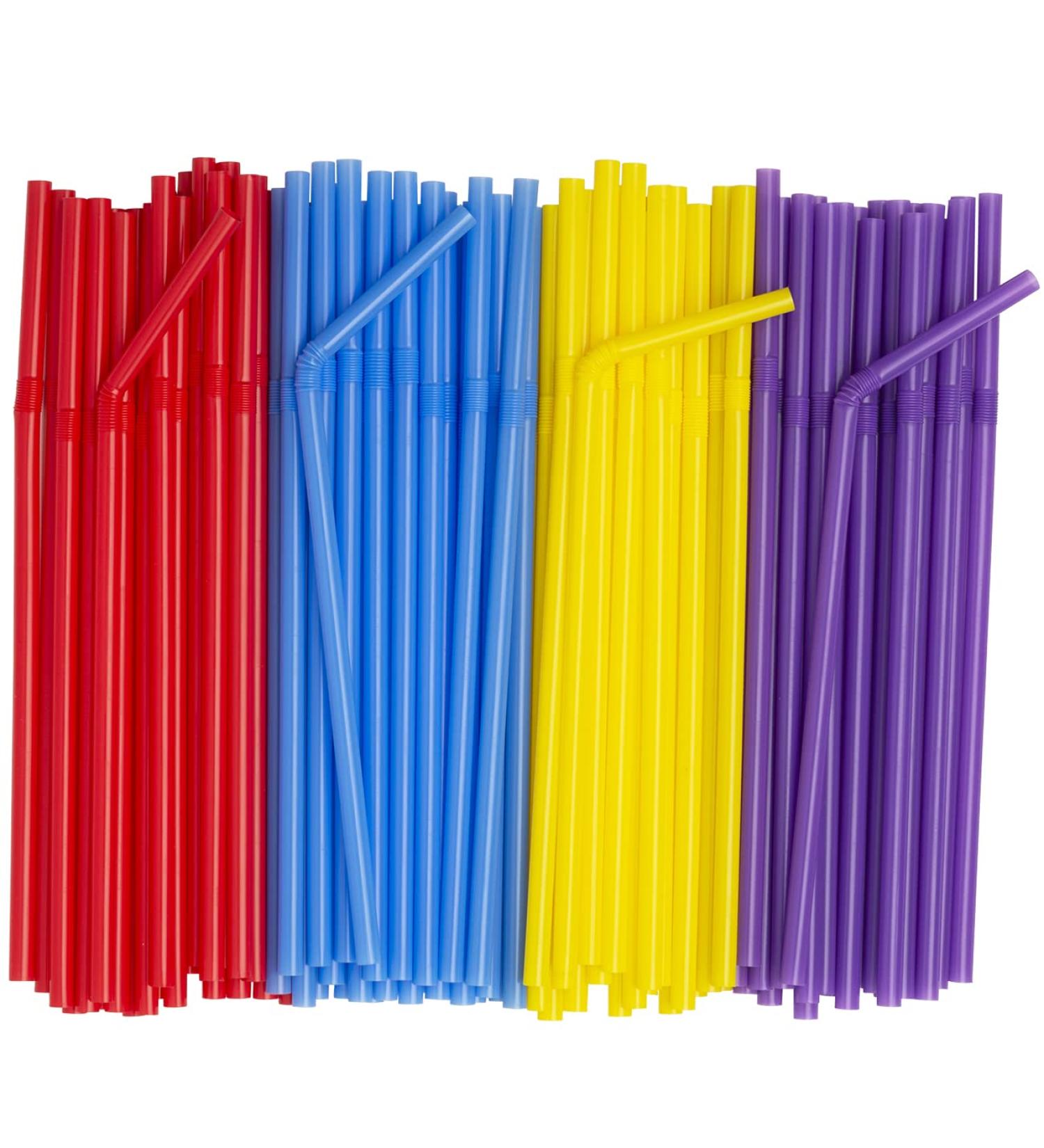500 Count 7.75 Flexible Disposable Plastic Drinking Straws - Assorted Colors - Buy Online on GoSupps.com