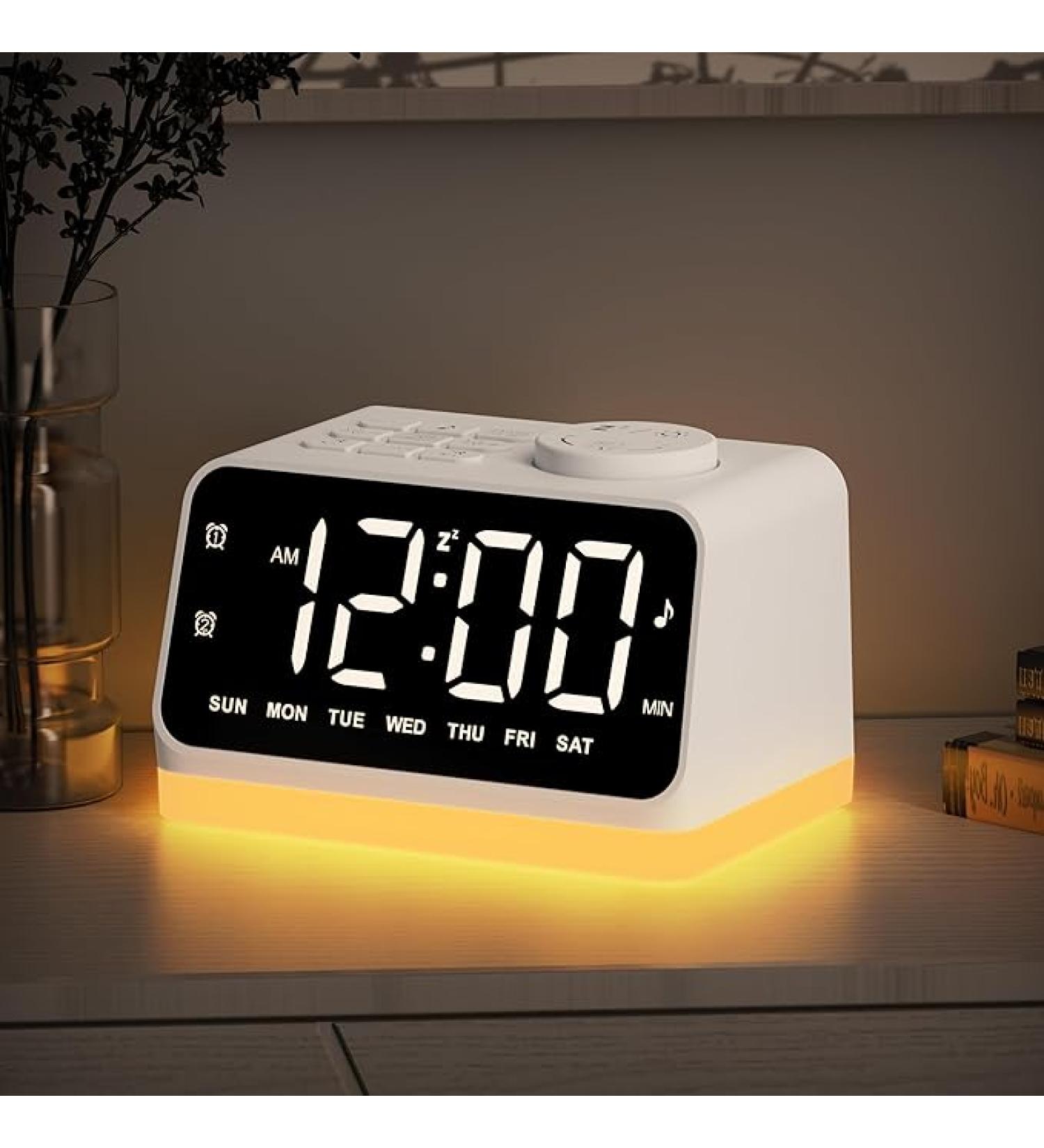 JALL Digital Alarm Clock with FM Radio for Bedroom, 8 Colors Night Light with 2 Charging Port, Sleep Sound Machines with Timer, Dual Alarm, Loud Alarm and Easy to Use for Seniors and Kids as Gift - Buy Online on GoSupps.com