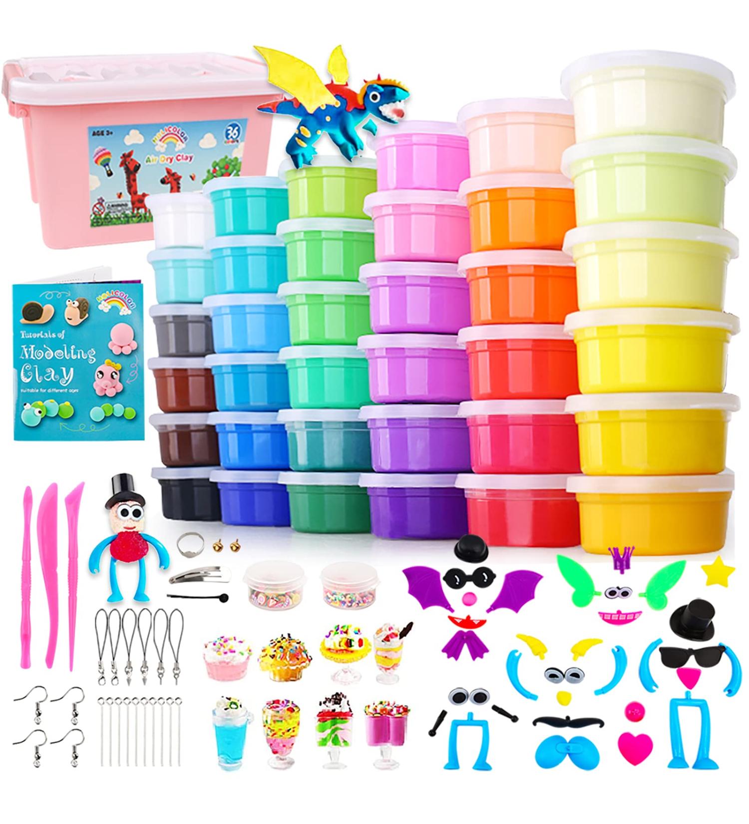 HOLICOLOR Air Dry Clay Kit - 36 Colors Ultra Light Modeling Clay with Tools and Tutorials | Arts and Crafts Gift for Kids - Buy Online on GoSupps.com