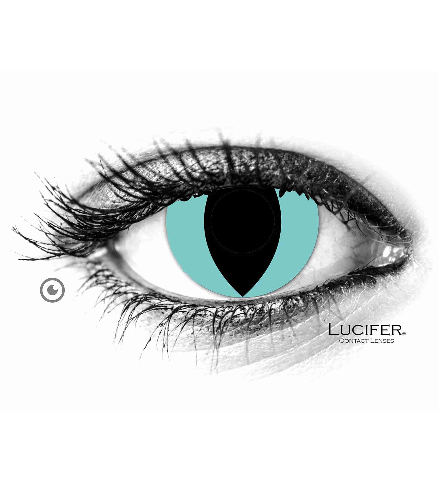 LUCIFER Colored contact lenses Aqua Cat - 2 pieces (1 pair) without prescription blue cat contact lenses for Halloween cosplay carnival party