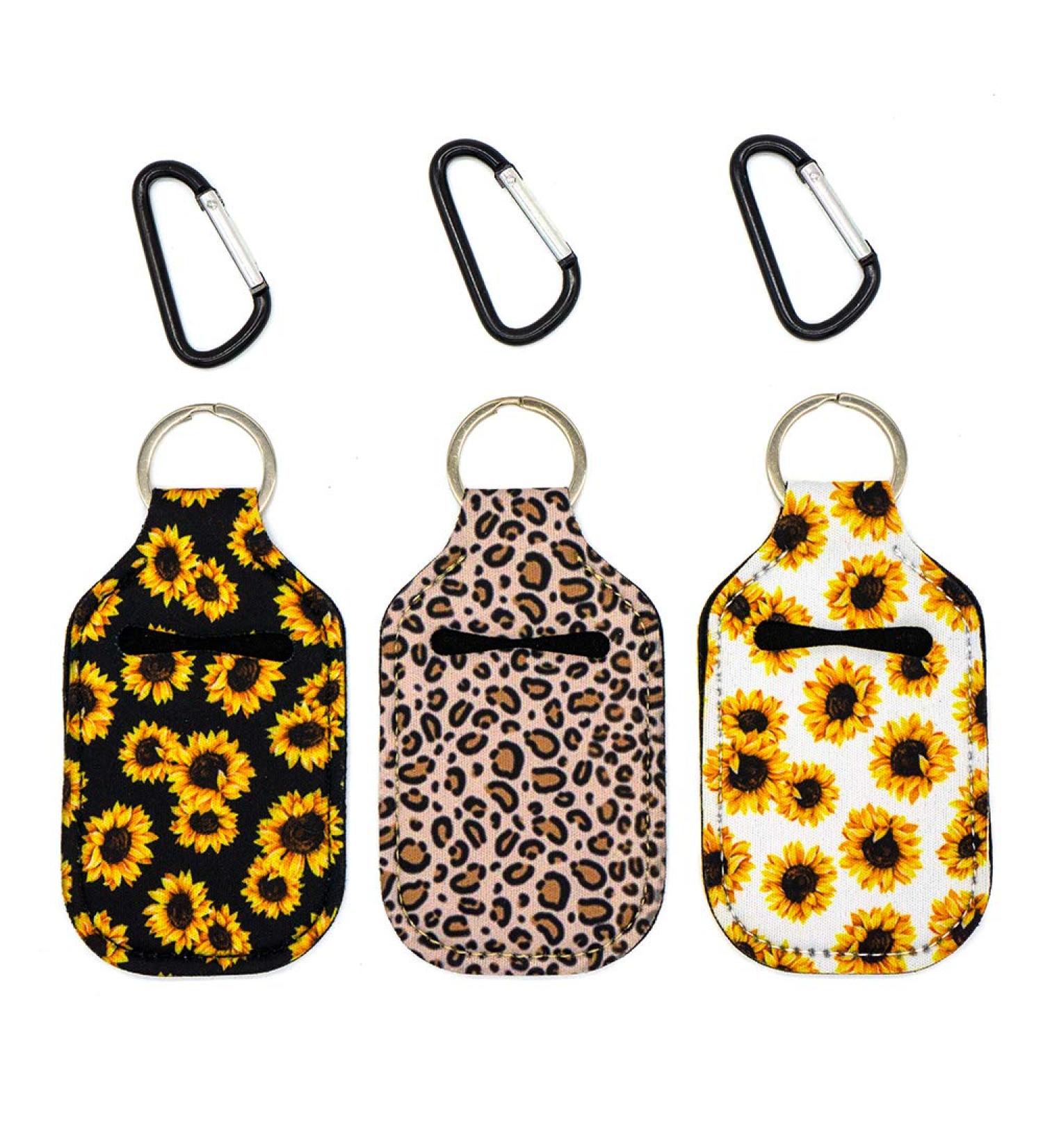 Party Girl Kim 1 oz Hand Sanitizer Holder Keychain - Sunflower Leopard Design - 3 Count Pack - Travel Size, Attach to Purse, Backpack, Diaper Bag - Key Ring & Carabiner Clip - Best for On-the-Go Protection - Buy Online on GoSupps.com