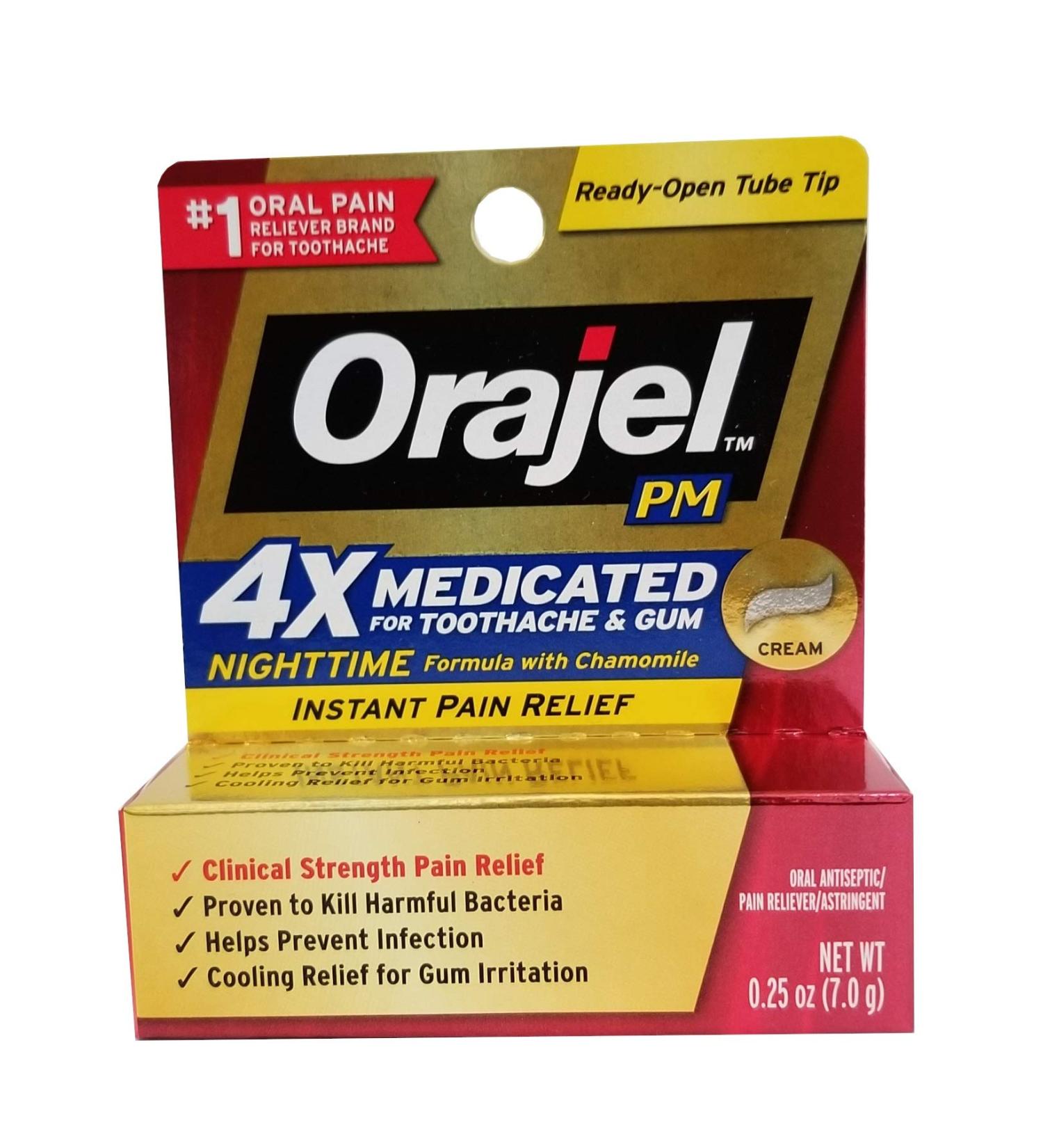 Orajel Maximum Strength Nighttime Toothache Pain Relief Cream - 0.25 Oz