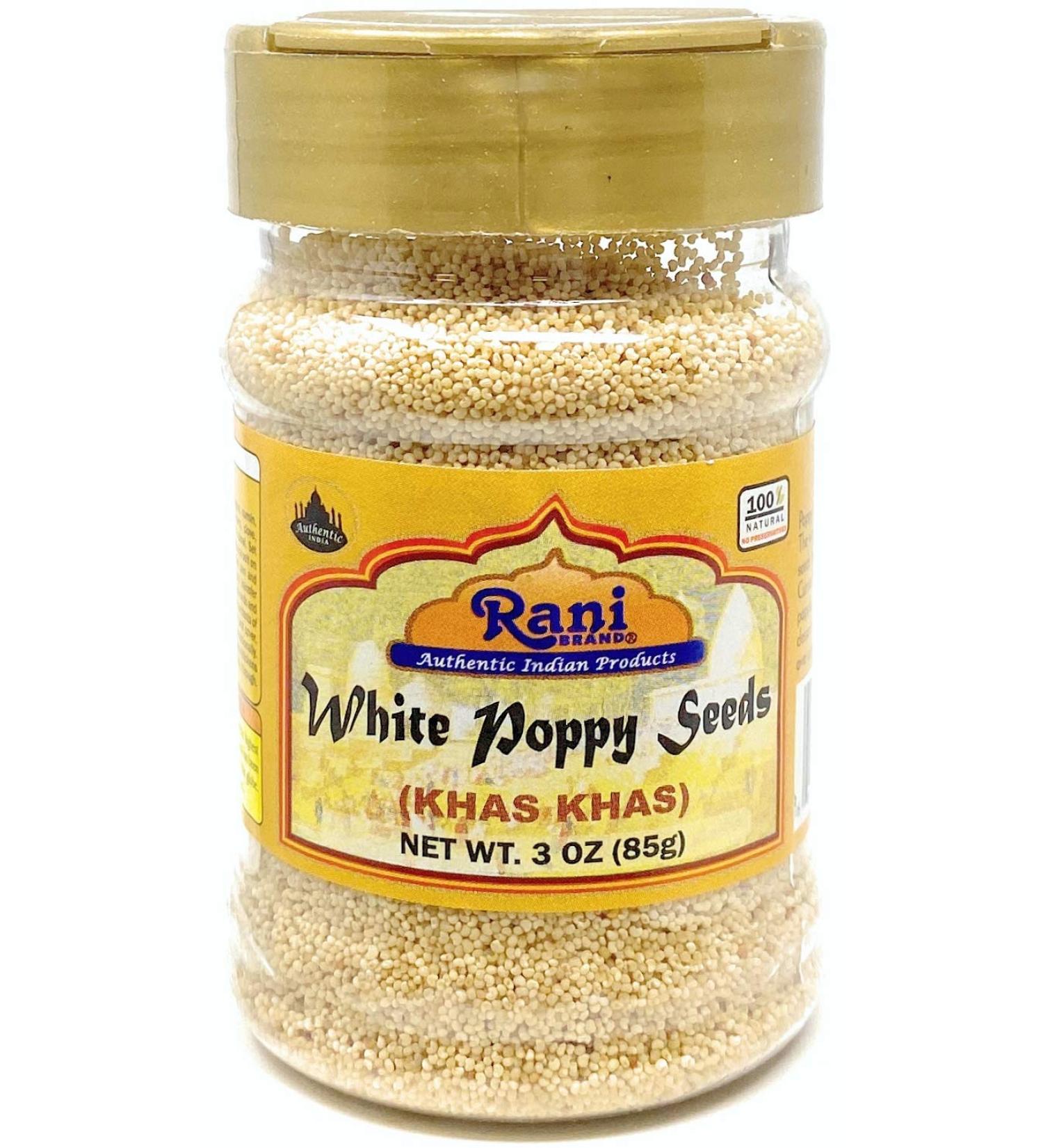 Rani White Poppy Seeds Whole (Khus Khus) Spice 3oz (85g) Natural | Vegan | Gluten Friendly | Non-GMO | Indian Origin - Buy Online on GoSupps.com
