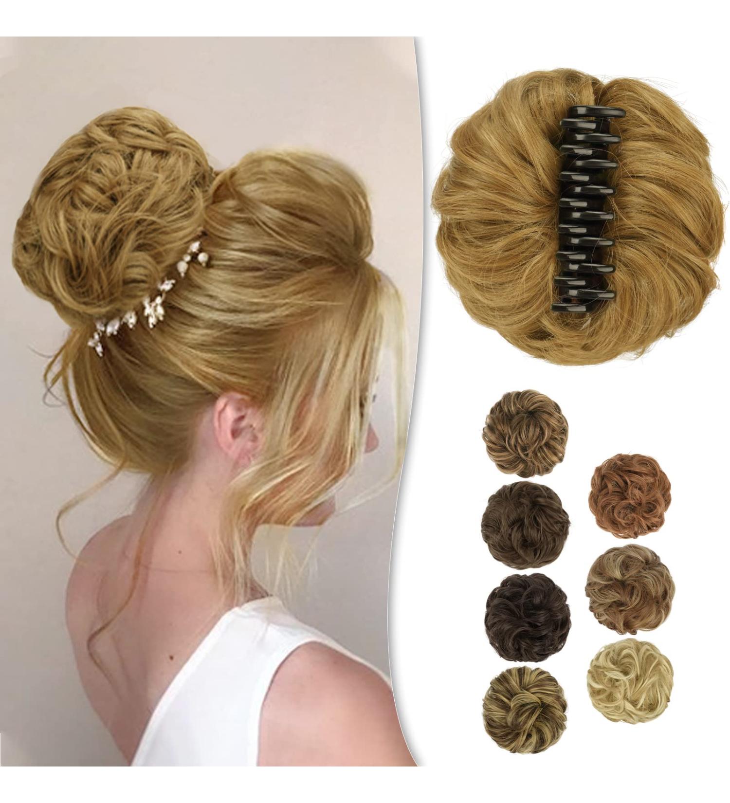 BARSDAR Claw Clip Messy Bun Hairpiece - Sandy Blonde & Honey Blonde Mix - Buy Online on GoSupps.com