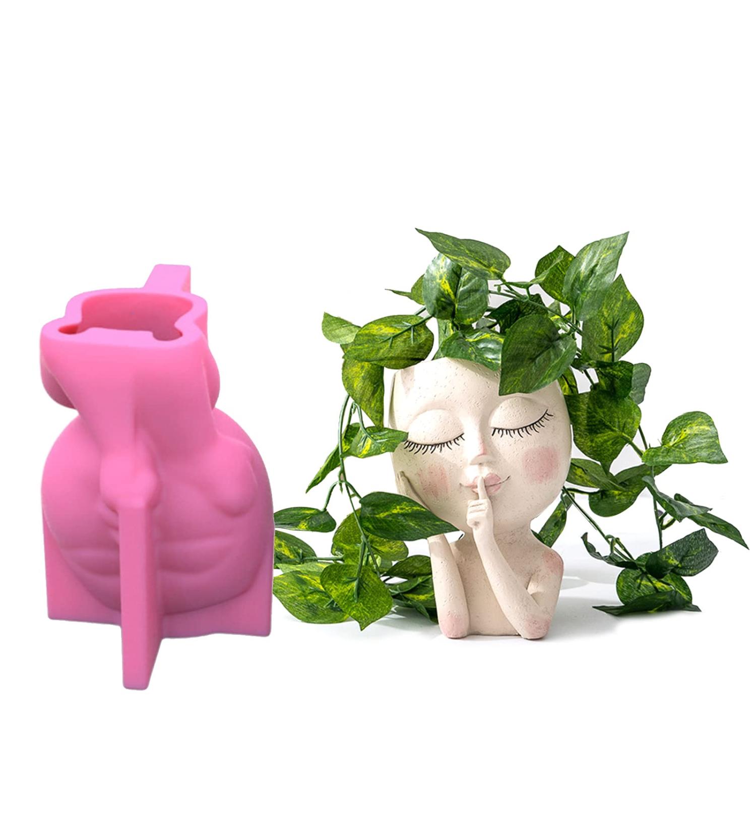 Big Head Doll Silicone Planter Mold for DIY Concrete, Cement, Resin Crafts - Buy Online on GoSupps.com