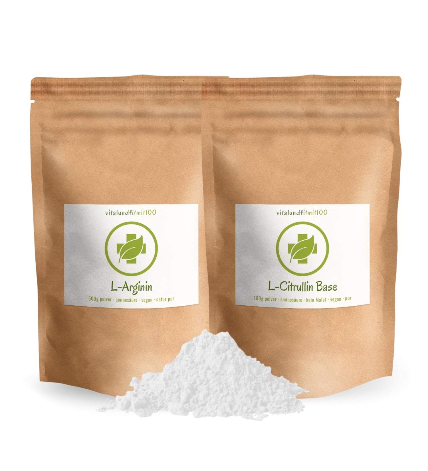 Buy L-Arginine & L-Citrulline Powder Set 500g & 100g | 100% Vegan Pure Gluten-free & Lactose-free | Tested Quality - Buy Online on GoSupps.com