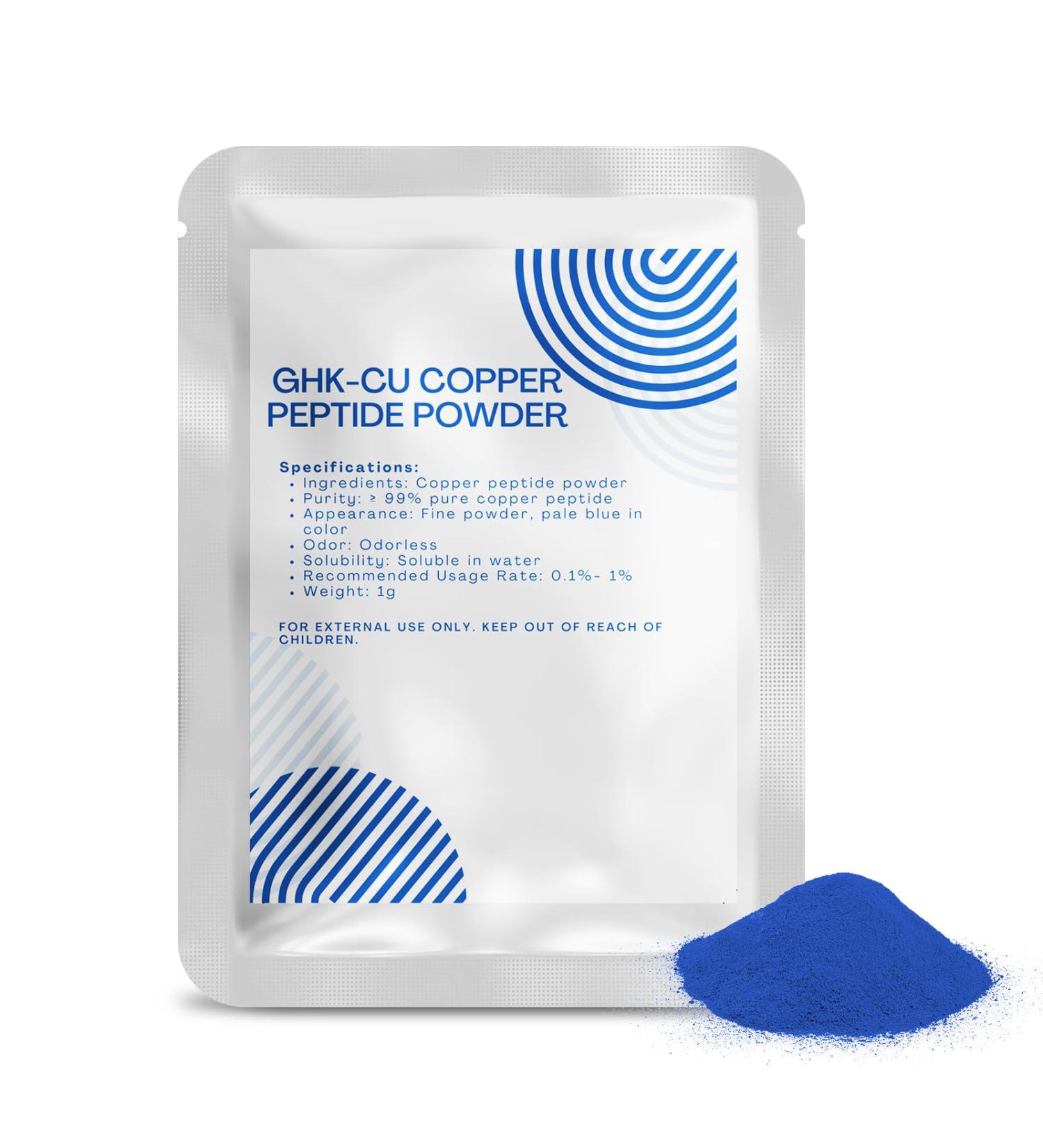 99% GHK-CU Copper Peptide Powder - Anti-Aging Cosmetic Grade for DIY Skincare (1G) - International Shipping Available - Buy Online on GoSupps.com