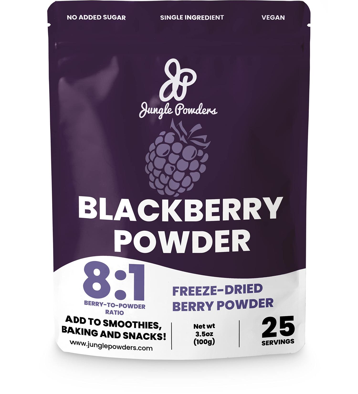 Jungle Powders Freeze Dried BlackBerry Powder 3.5oz - GMO-Free Purple Superfood Extract - Buy Online on GoSupps.com