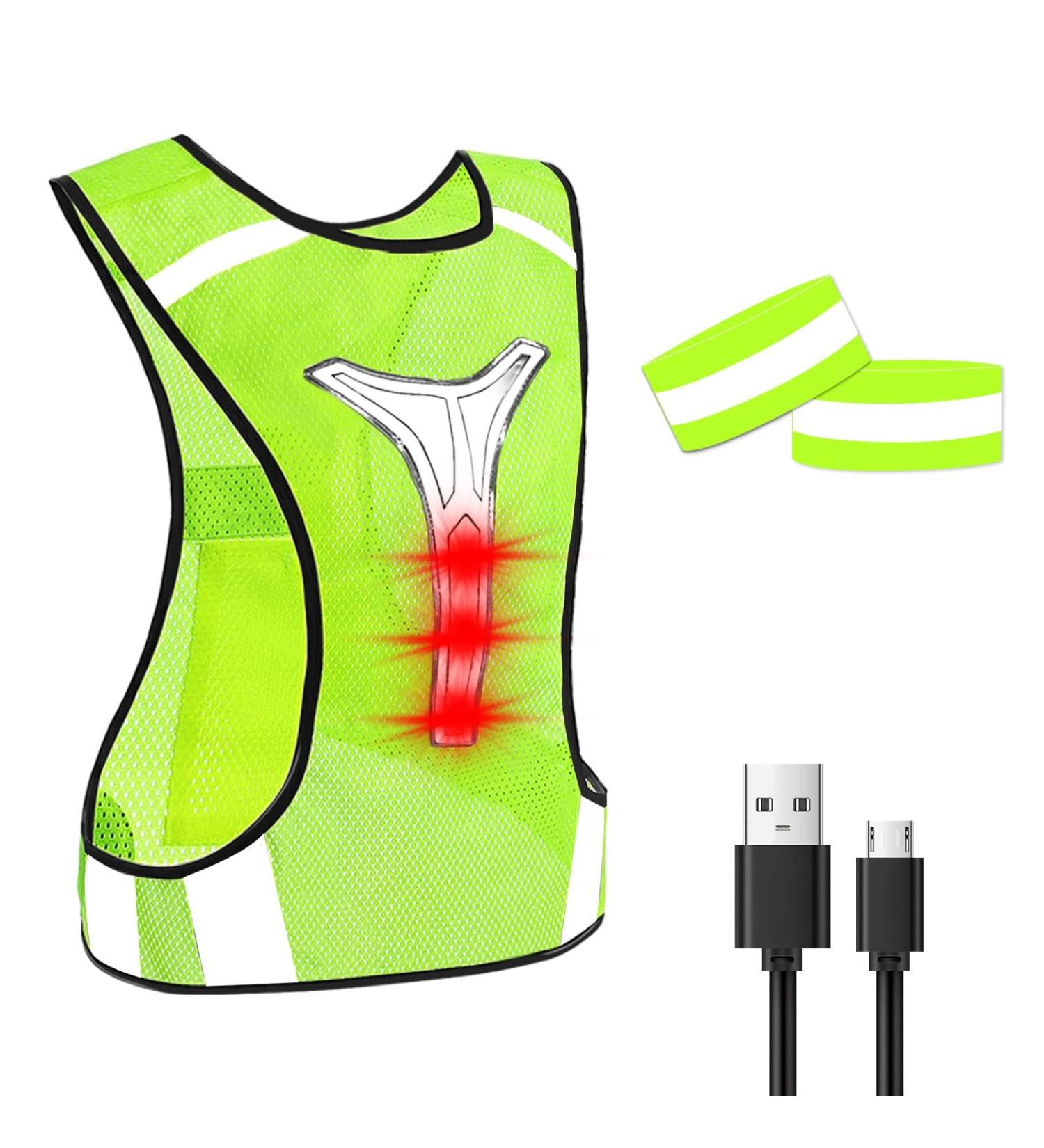 Ninefo Reflector Safety Vest for Jogging & Biking | Adjustable Light-Up Warning Vest with 2 Reflecting Tapes - Buy Online on GoSupps.com