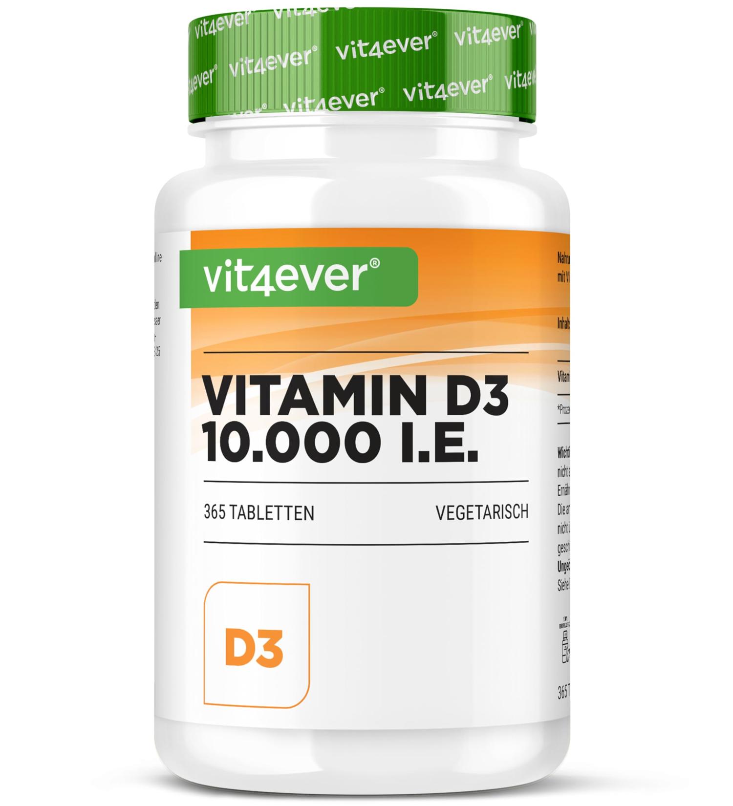 Buy Vitamin D3 10 000 IU Depot - 365 Vegetarian Tablets - High Purity & Premium Quality - International Shipping Available - Buy Online on GoSupps.com