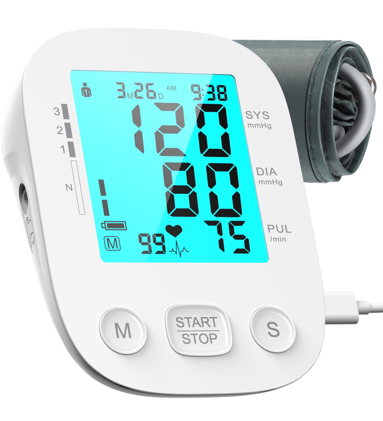 Buy Blood Pressure Monitors for Home - Upper Arm Automatic Digital BP Monitor with USB Type C Blue Backlit LCD - Perfect Gift for Christmas - Buy Online on GoSupps.com