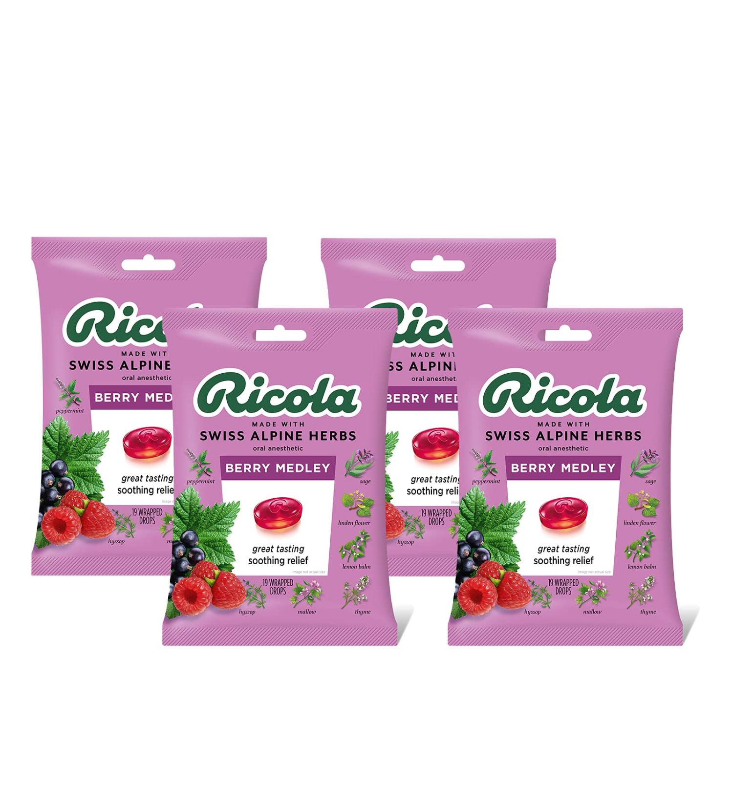 Ricola Berry Medley Cough Suppressant Throat Drops 4-Pack Bundle - 76 Drops Total - Buy Online on GoSupps.com