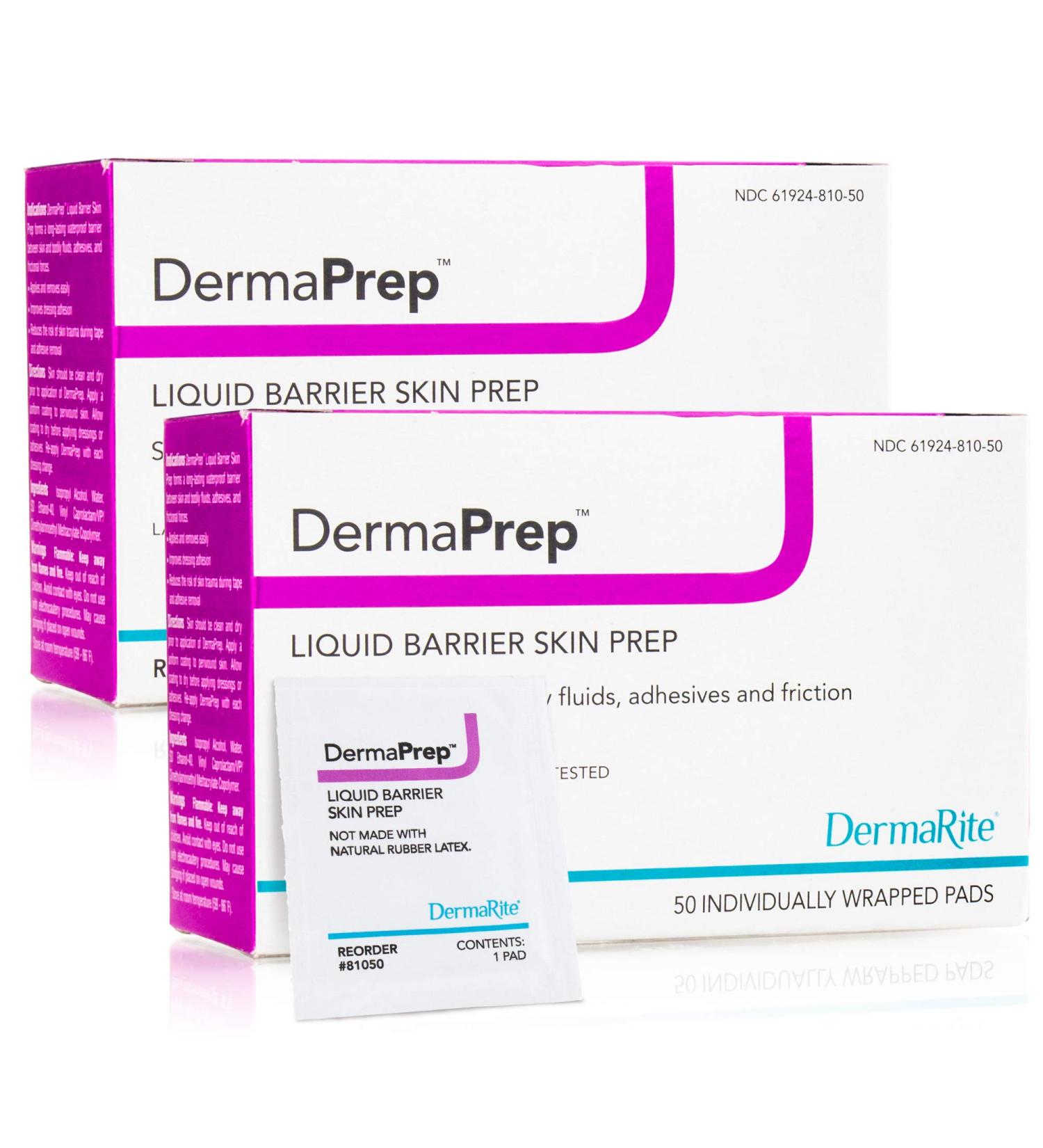 DermaPrep Skin Prep Pads - 100 Pack | Shields Skin from Fluids, Adhesives & Friction - Latex Free | 2 Boxes of 50 - Buy Online on GoSupps.com