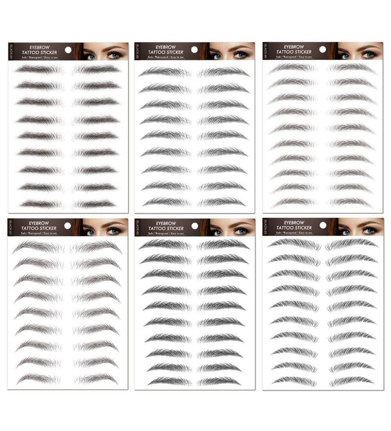 120 Pairs Eyebrow Tattoos Stickers Eyebrow Water Transfers Stickers Hair-Like Waterproof Eyebrow Stickers for Brow Grooming Shaping black - Buy Online on GoSupps.com