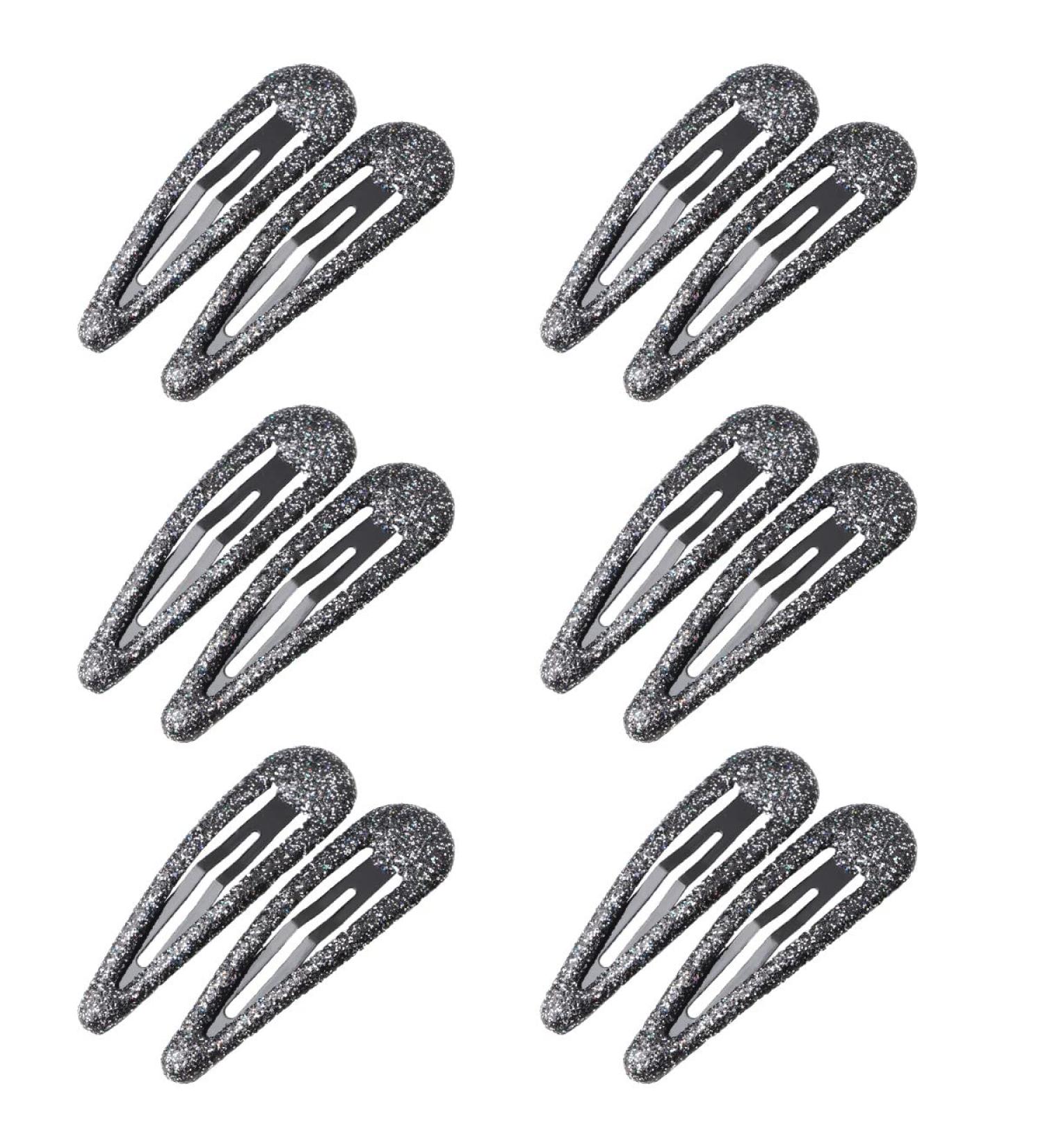 Zevonda Glitter Hair Snapping Clips | Colorful Metal Sequin Hair Clips for Toddlers & Girls - 12 Pack - Buy Online on GoSupps.com