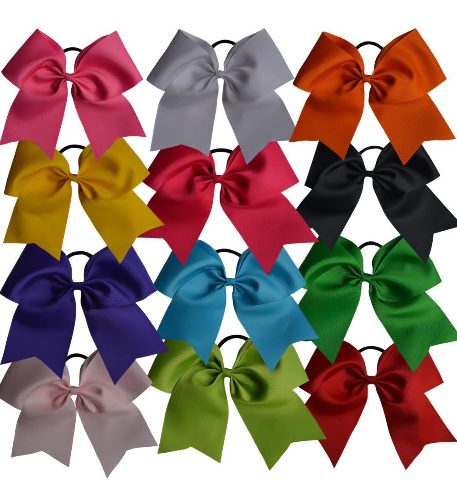 Bzybel 6 Inch Large Cheer Bow Set - 12 pcs Jumbo Hair Bows for Teens & Women - Softball Cheerleader Accessories in Mix Colors - Buy Online on GoSupps.com