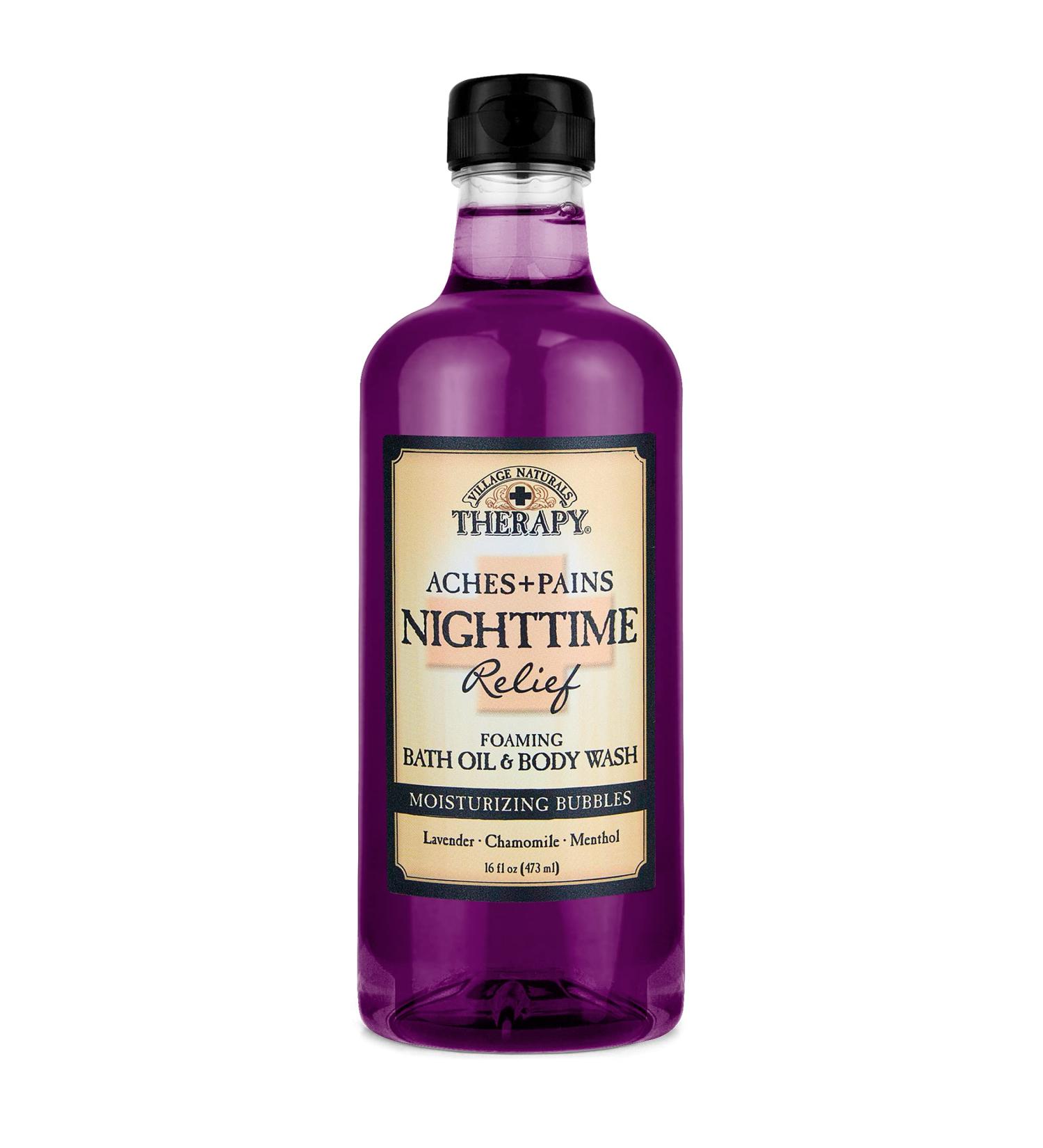 Village Naturals Aches & Pains Nighttime Relief Foaming Bath Oil + Body Wash 16 oz - Buy Online on GoSupps.com