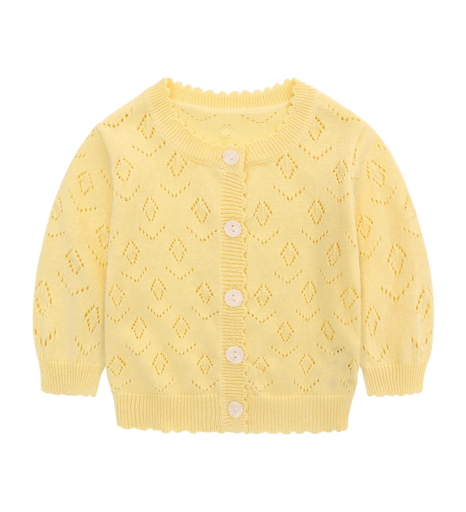 Famuka Baby Cardigan Jacket 12 Months Yellow | Soft Knitted Sweater for Boys & Girls - Buy Online on GoSupps.com