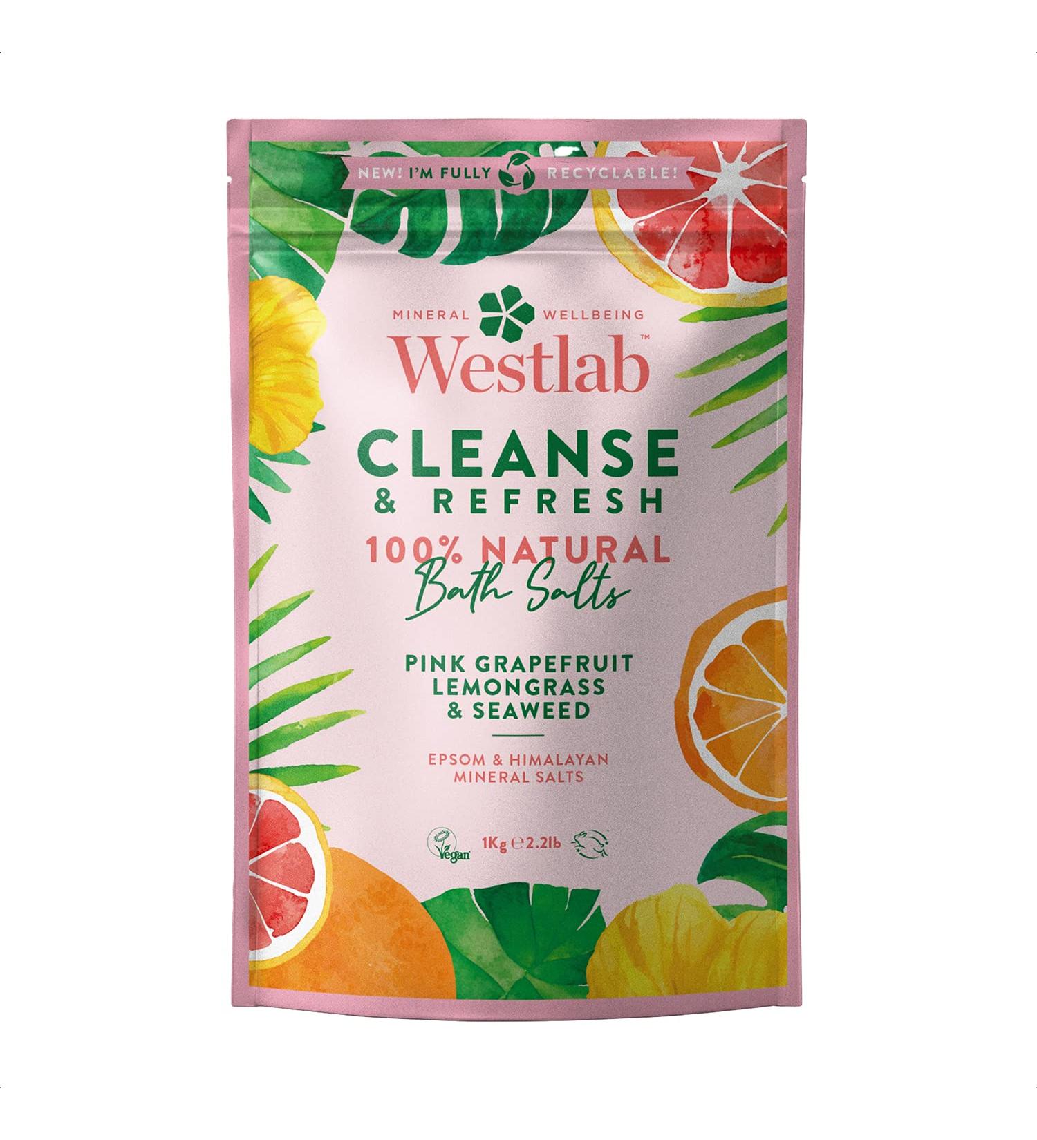 Westlabs Cleanse Epsom & Himalayan Salts 1kg with Lemongrass & Pink Grapefruit - Buy Online on GoSupps.com