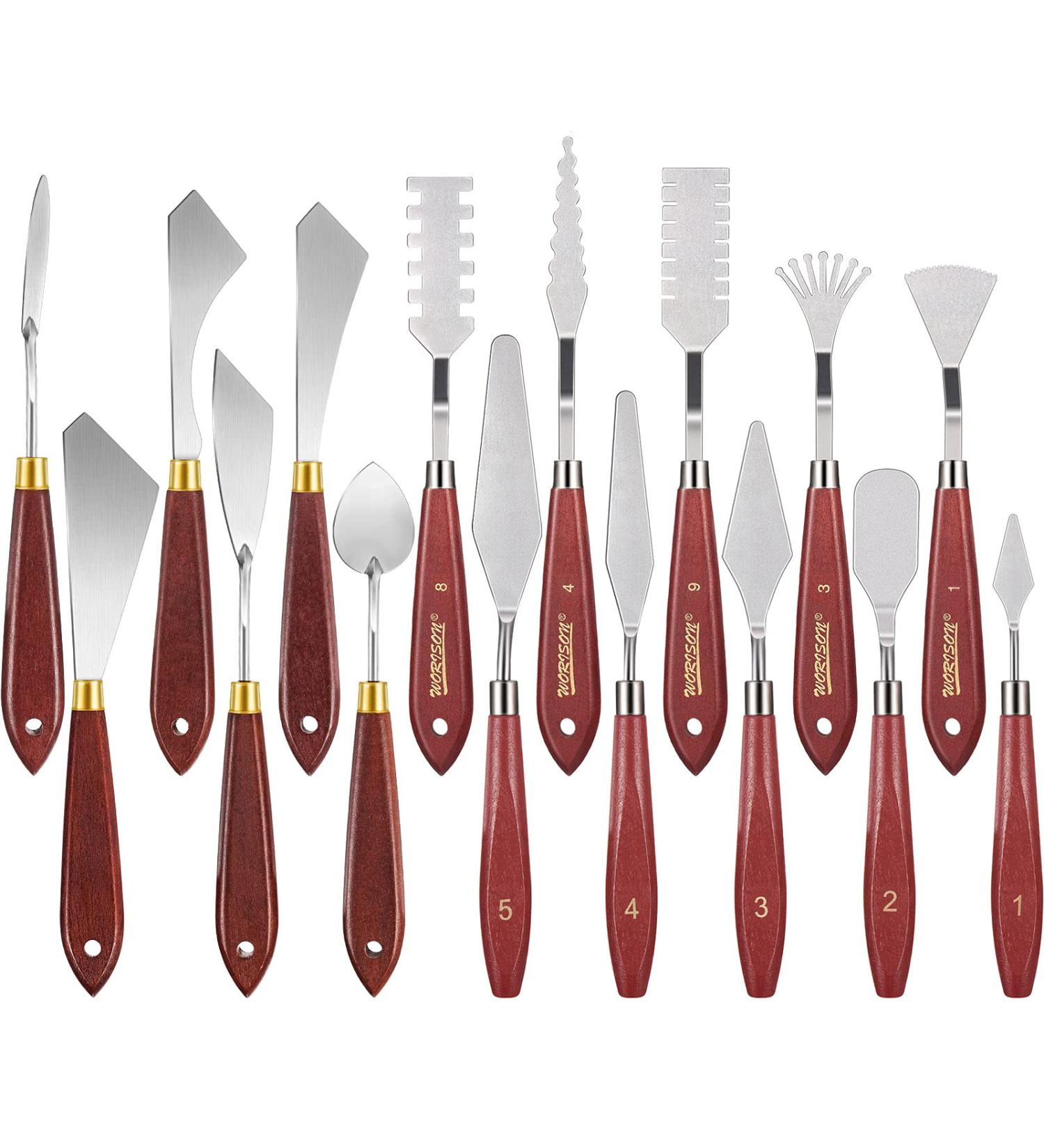 16-Piece Stainless Steel Painting Knife Set with Wooden Handle - Ideal for Oil & Acrylic Painting - Buy Online on GoSupps.com