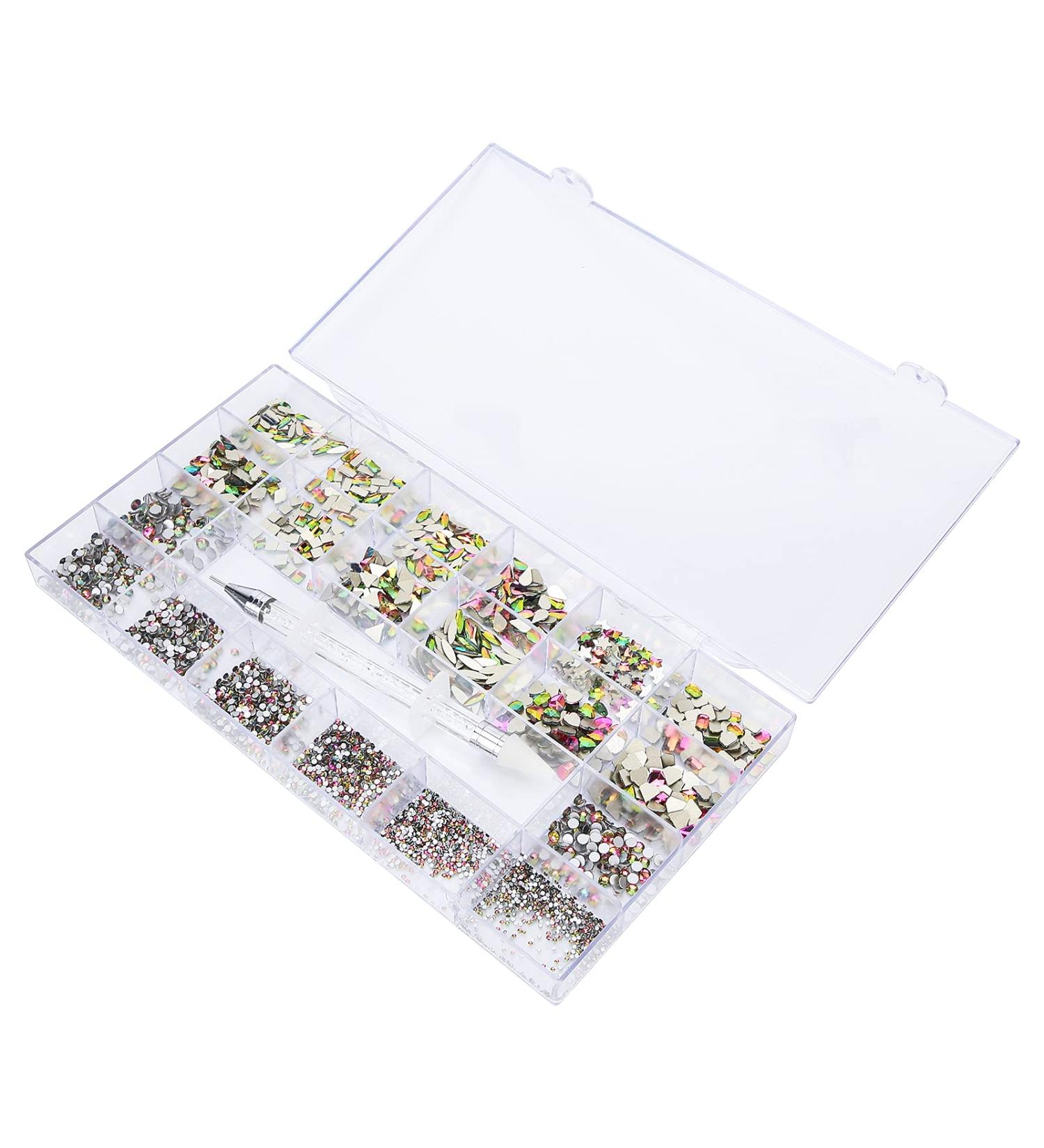 Nail Rhinestones Kit Nail Kit Glass Rhinestones Nail Art Rhinestones Kit Colorful Nail DIY Rhinestones with Rhinestone Picker for Household - Buy Online on GoSupps.com