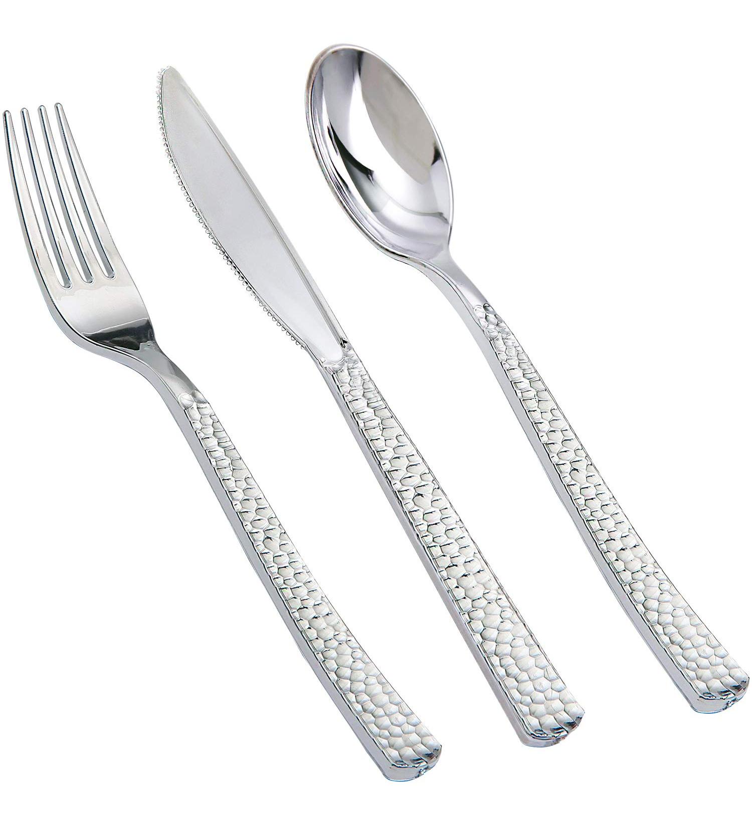 Supernal 180 Piece Silver Plastic Silverware - Disposable Cutlery for Parties, Weddings, and Events - Buy Online on GoSupps.com