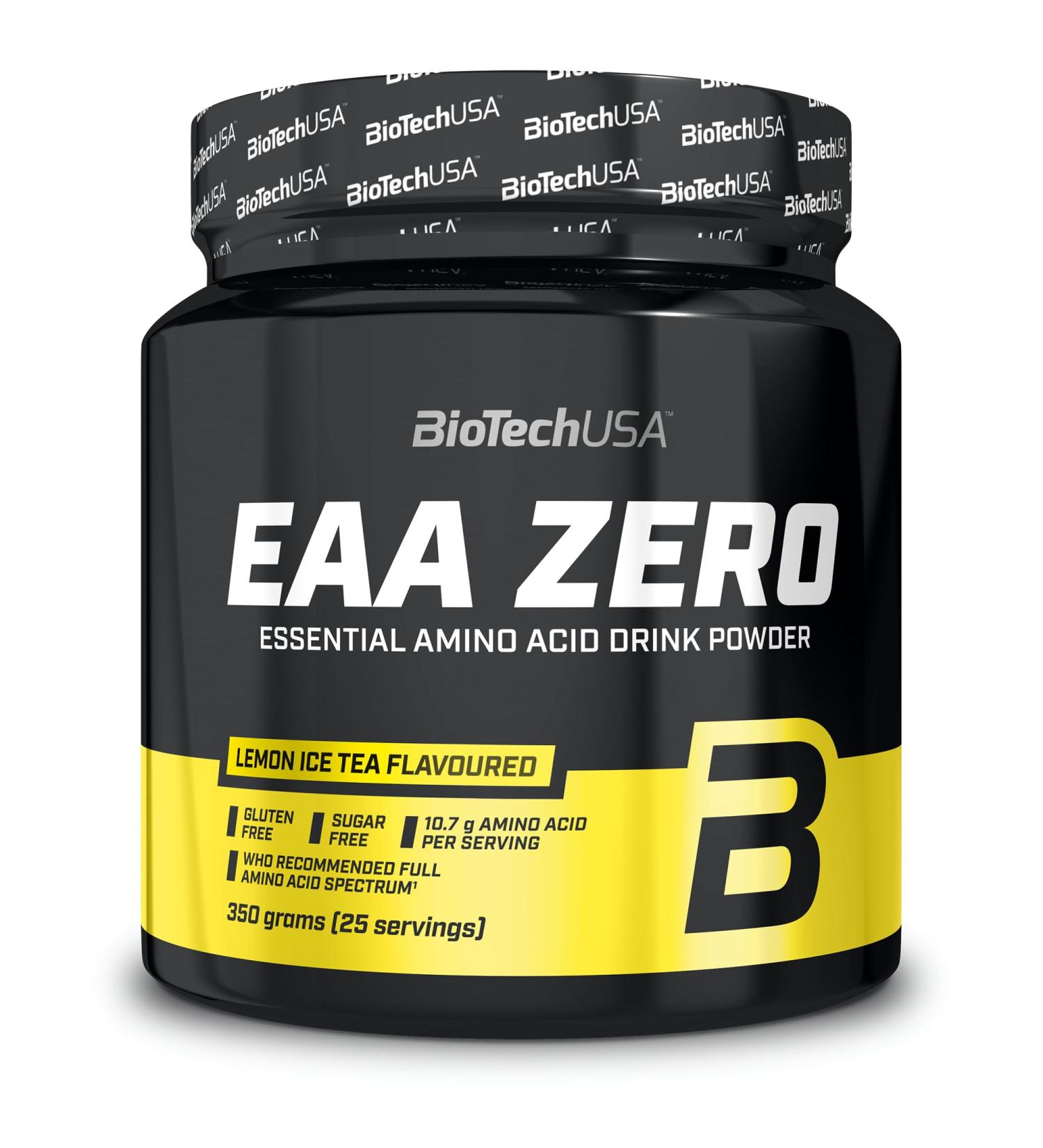 BioTechUSA EAA Zero - Essential Amino Acid Power | 7160mg EAA/serv. | WHO Recommended Ratio | Sugar-Free Gluten-Free 350g Lemon Ice Tea - Buy Online on GoSupps.com