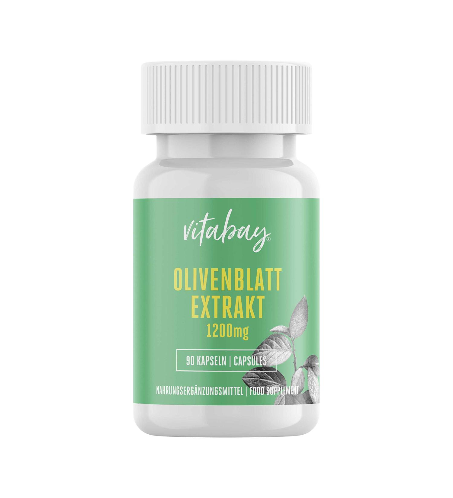 Vitabay Olive Leaf Extract 1200 mg - 90 Vegan Capsules with 20% Oleuropein | High-Dose & Sweater Capsule Cover | Made in Germany - International Shipping - Buy Online on GoSupps.com