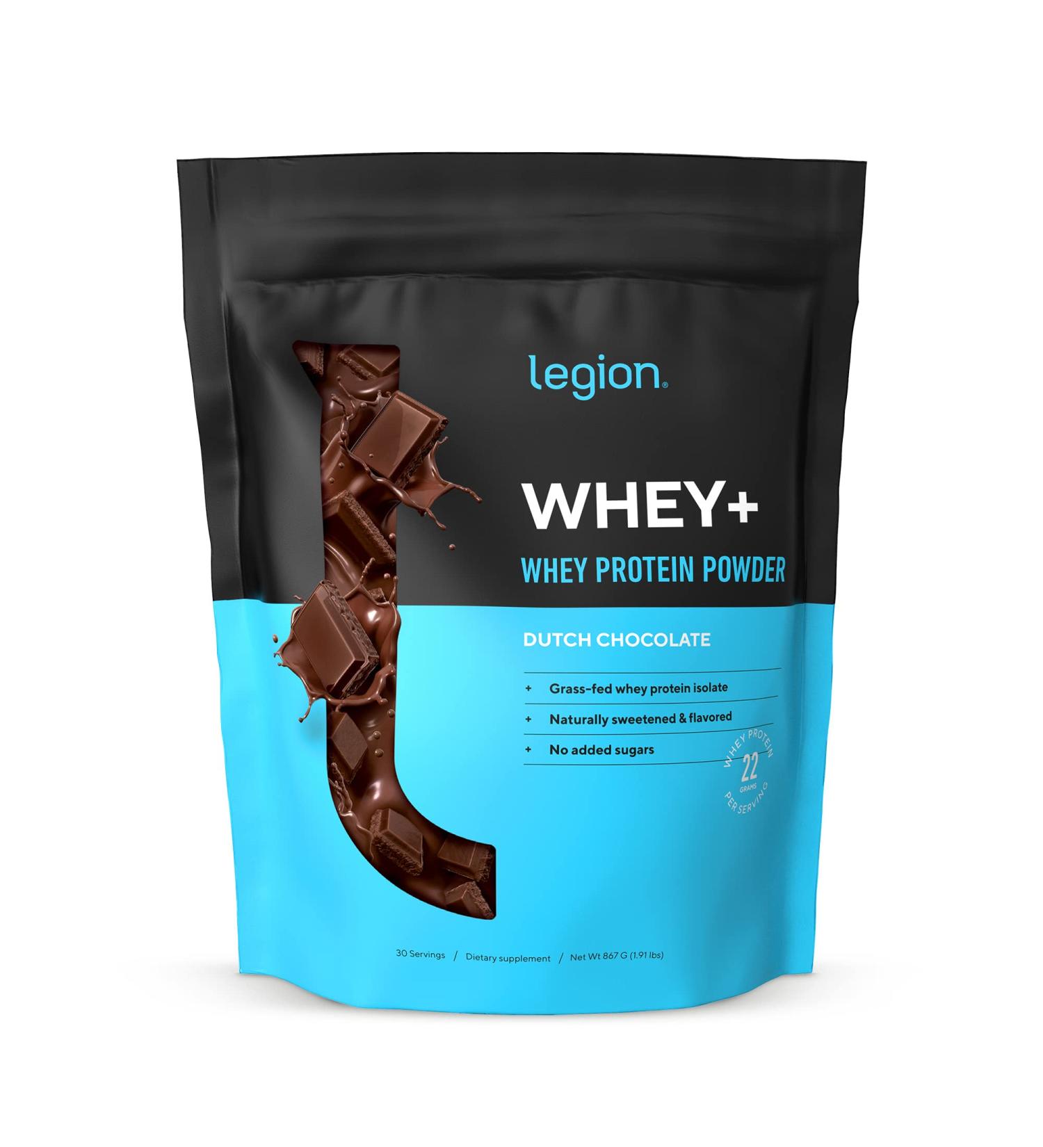 Legion Whey+ Chocolate Whey Isolate Protein Powder - Grass Fed, Non-GMO, Lactose/Sugar Free - 30 Servings, Natural Whey Protein Isolate - Buy Online on GoSupps.com