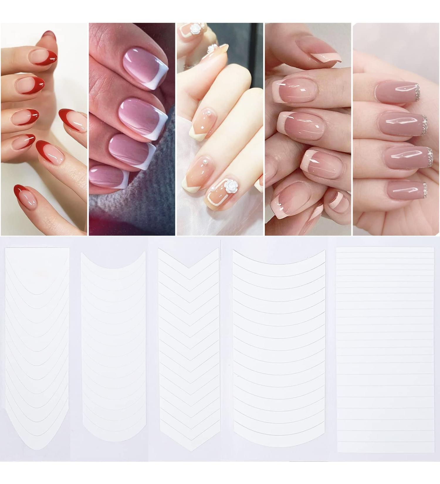 Gihenhao 3200 Pieces French Manicure Nail Art Stickers - 5 Moon Shape Designs, Self-Adhesive Tips for DIY Decoration | Nail Sticker Strips Stencil Tools (75 Sheets) - A-01 - Buy Online on GoSupps.com
