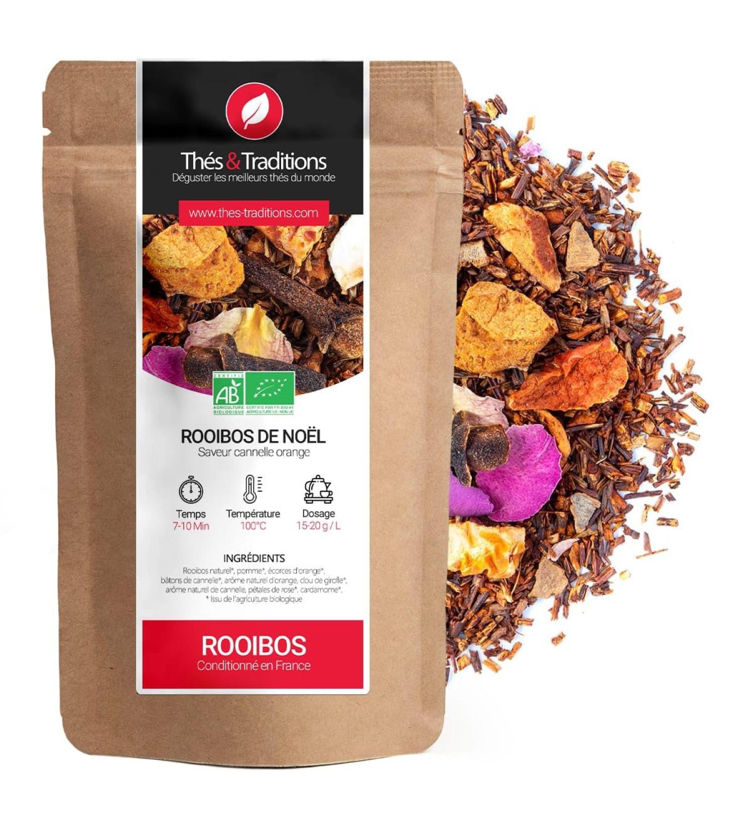  Th s & Traditions Organic Christmas Rooibos: Cinnamon Orange | 100g Loose Leaf Bag | Certified Organic Agriculture  - Buy Online on GoSupps.com