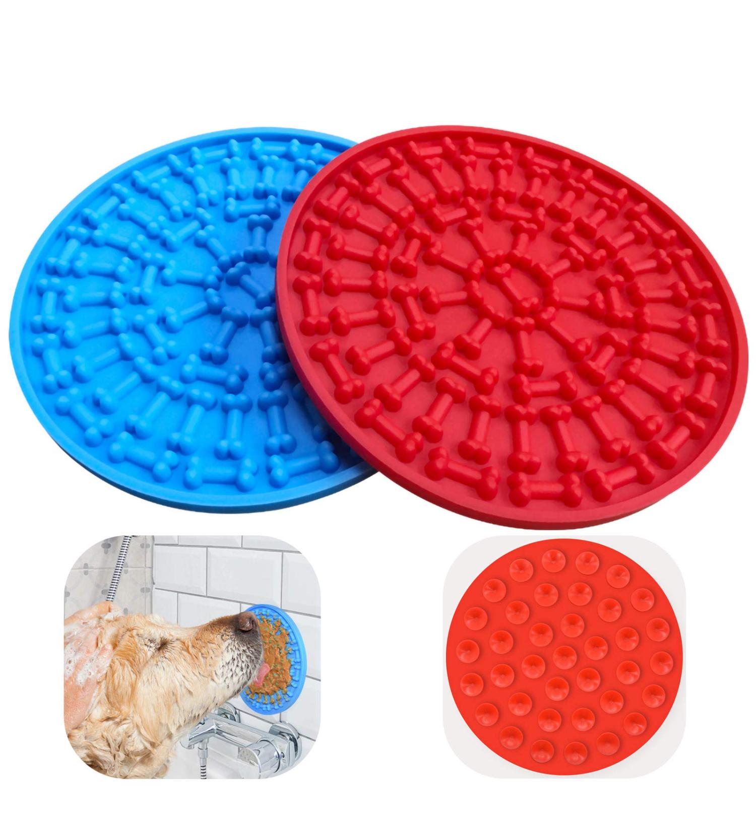 Bangp Dog Lick Mat 2 Pack Dog Slow Feeders for Boredom & Anxiety Reduction Dog Lick Pad with Suction Cups Snuffle Mat for Dogs Dog Puzzle Toys Dog Calming Mat for Bathing Grooming and Nail Trimming Blue&red - Buy Online on GoSupps.com