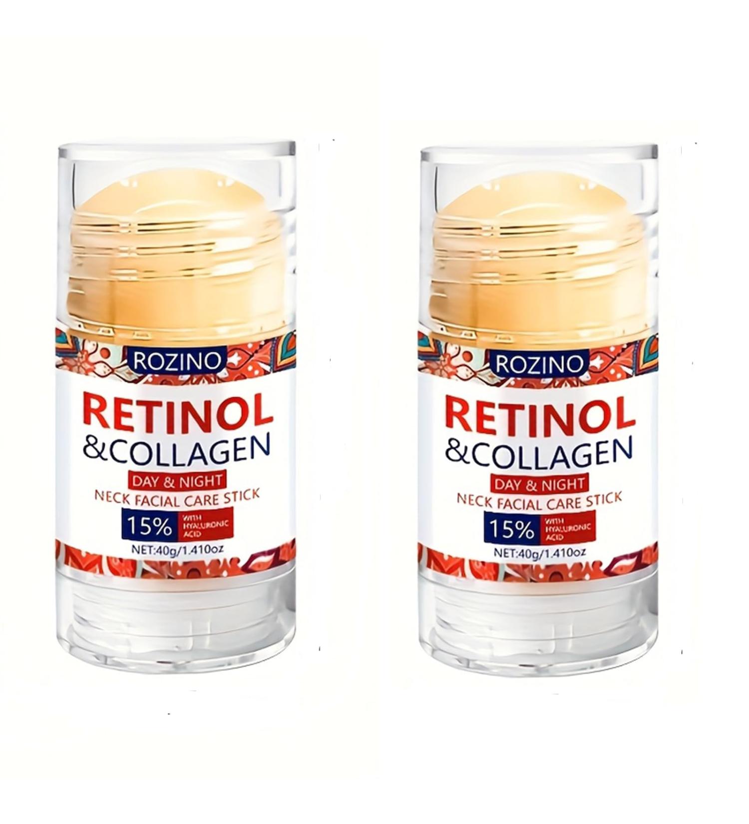 2Pack Retinol & Collagen Face and Neck Stick Anti-Aging Treatment for Day & Night Use Lifts Firms Hydrates Portable Multi-Action Skincare for Wrinkles Tightening (2Pack) - Buy Online on GoSupps.com