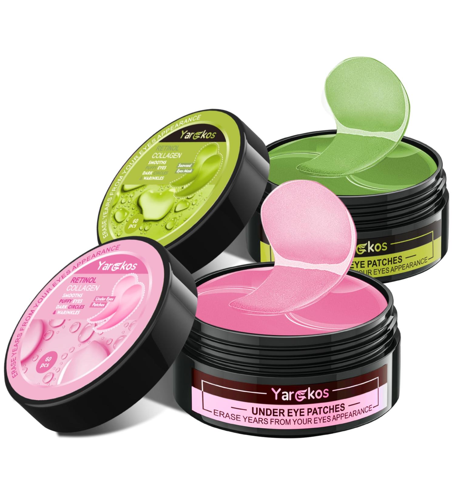 Lot de 2 masques hydratants pour les yeux - Rose et vert - 30 paires de collag ne hydrogel anti- ge - Masque pour les yeux - Acide hyaluronique - Pour enlever les cernes - Buy Online on GoSupps.com