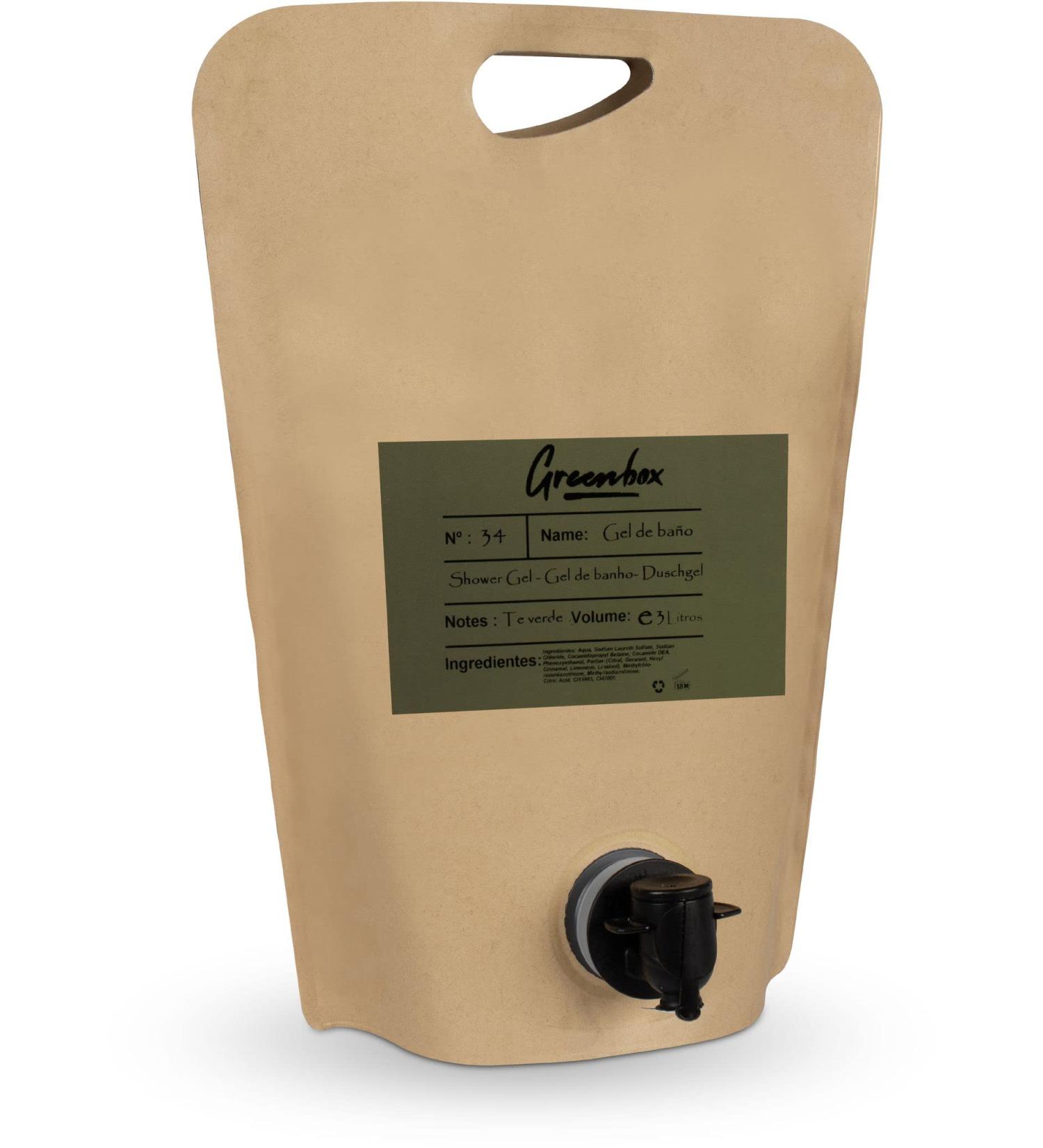  INTERCABO ORGANIC BAG IN BOX SHOWER GEL REFILL - Green Tea Flavoured Moisturizing Shower Gel 3L Eco Packaging & Carry Handle Save Money & Environment. - Buy Online on GoSupps.com