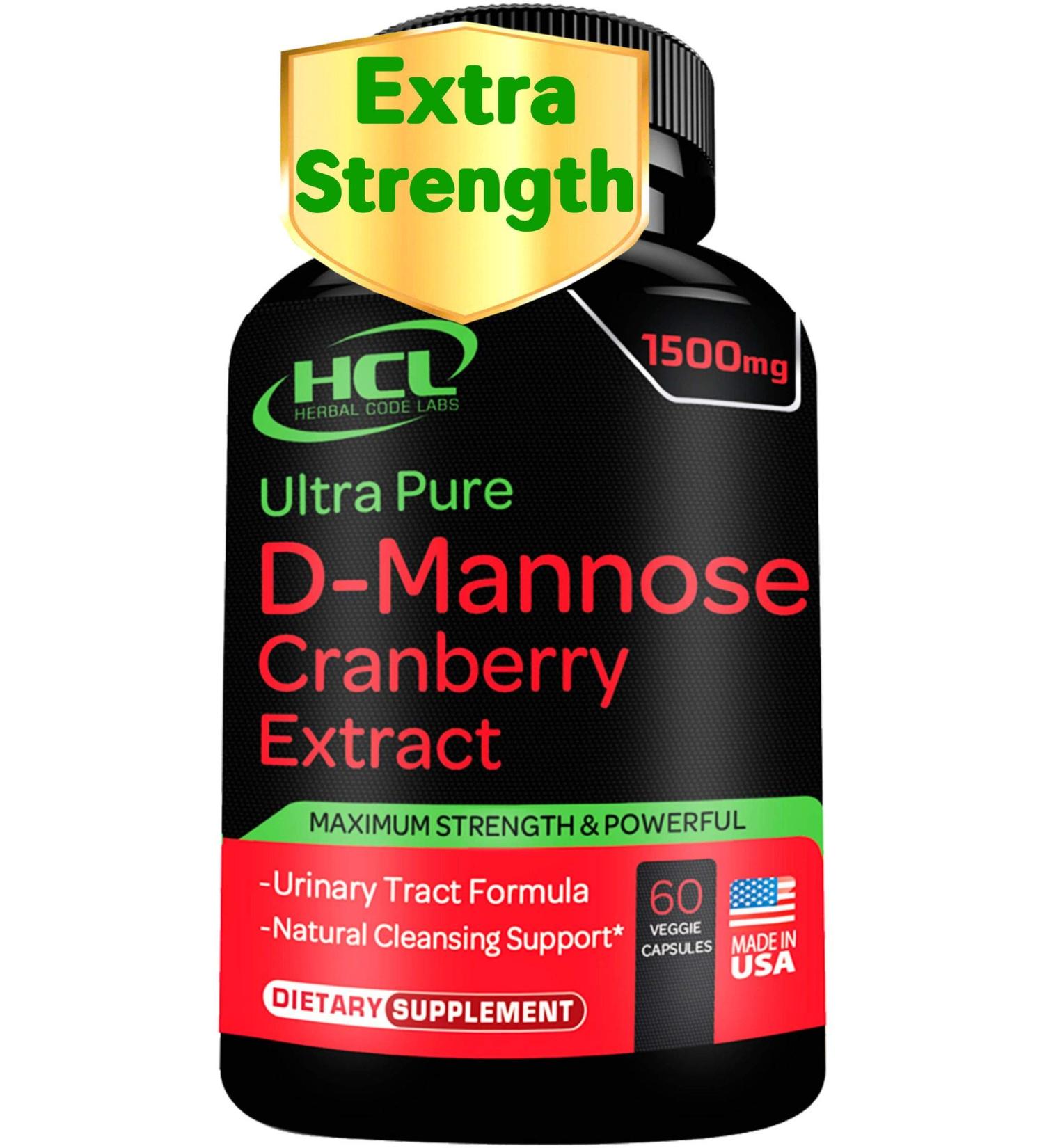 D-Mannose & Cranberry Extract Capsules 1500mg - Fast-Acting UTI & Bladder Health Supplement - Buy Online on GoSupps.com