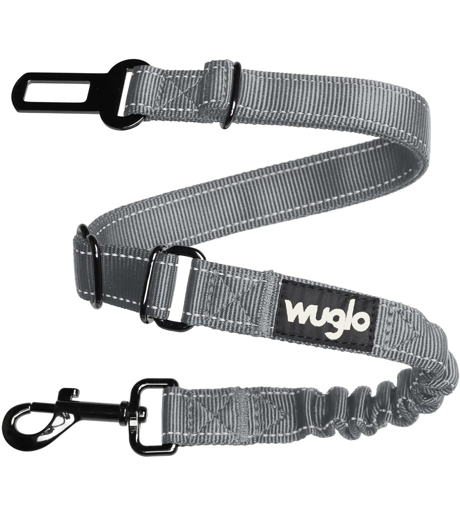 Buy 38-95cm Wuglo Dog Car Safety Belt - Durable Elastic Strap & Universal Clip for Dogs - Gray - Buy Online on GoSupps.com