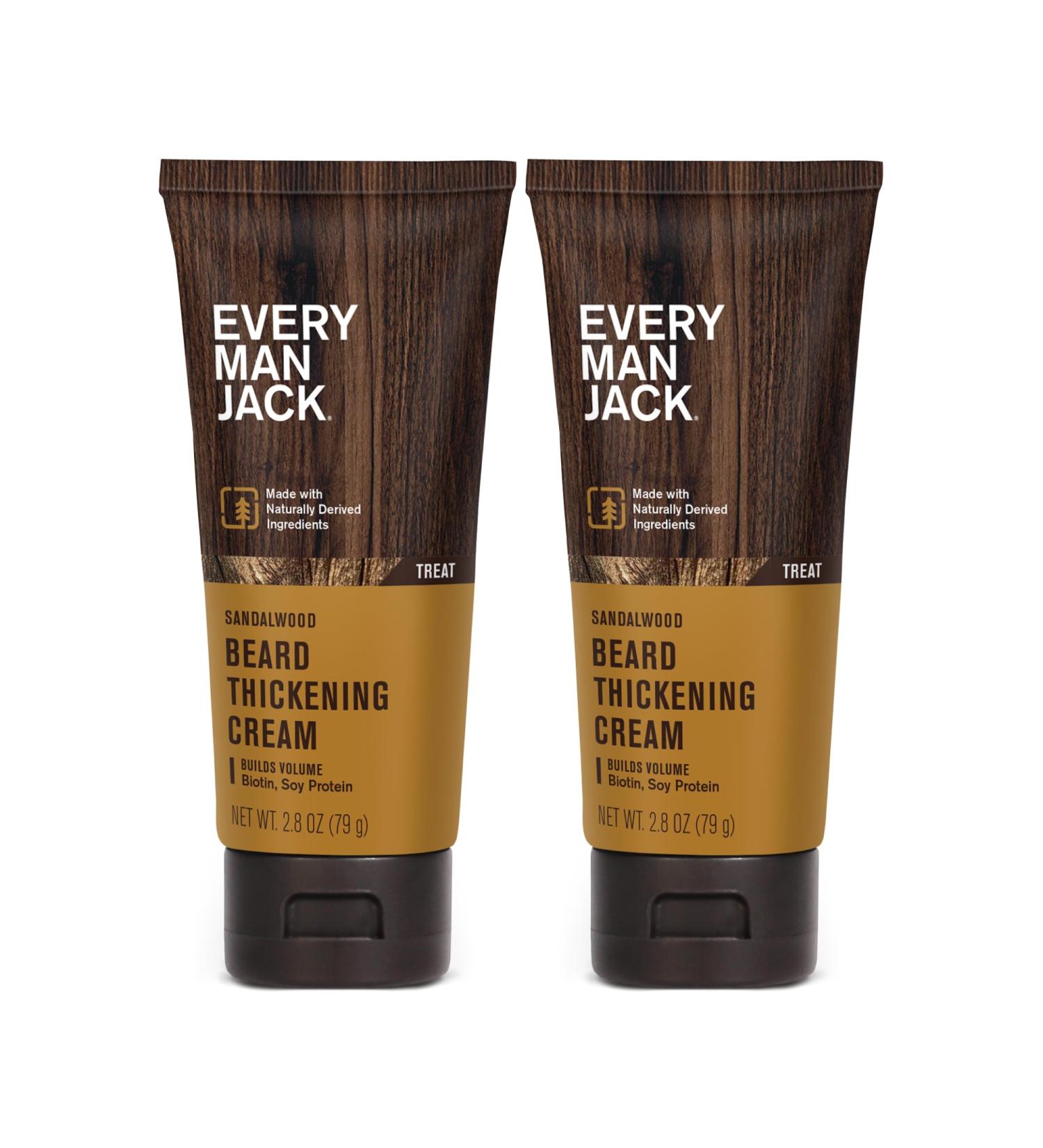Every Man Jack Beard Thickening Cream 2-Pack - Strengthen & Nourish Your Beard with Biotin & Vitamin B6 - Light Sandalwood Scent - Naturally Derived Ingredients - International Shipping - Buy Online on GoSupps.com