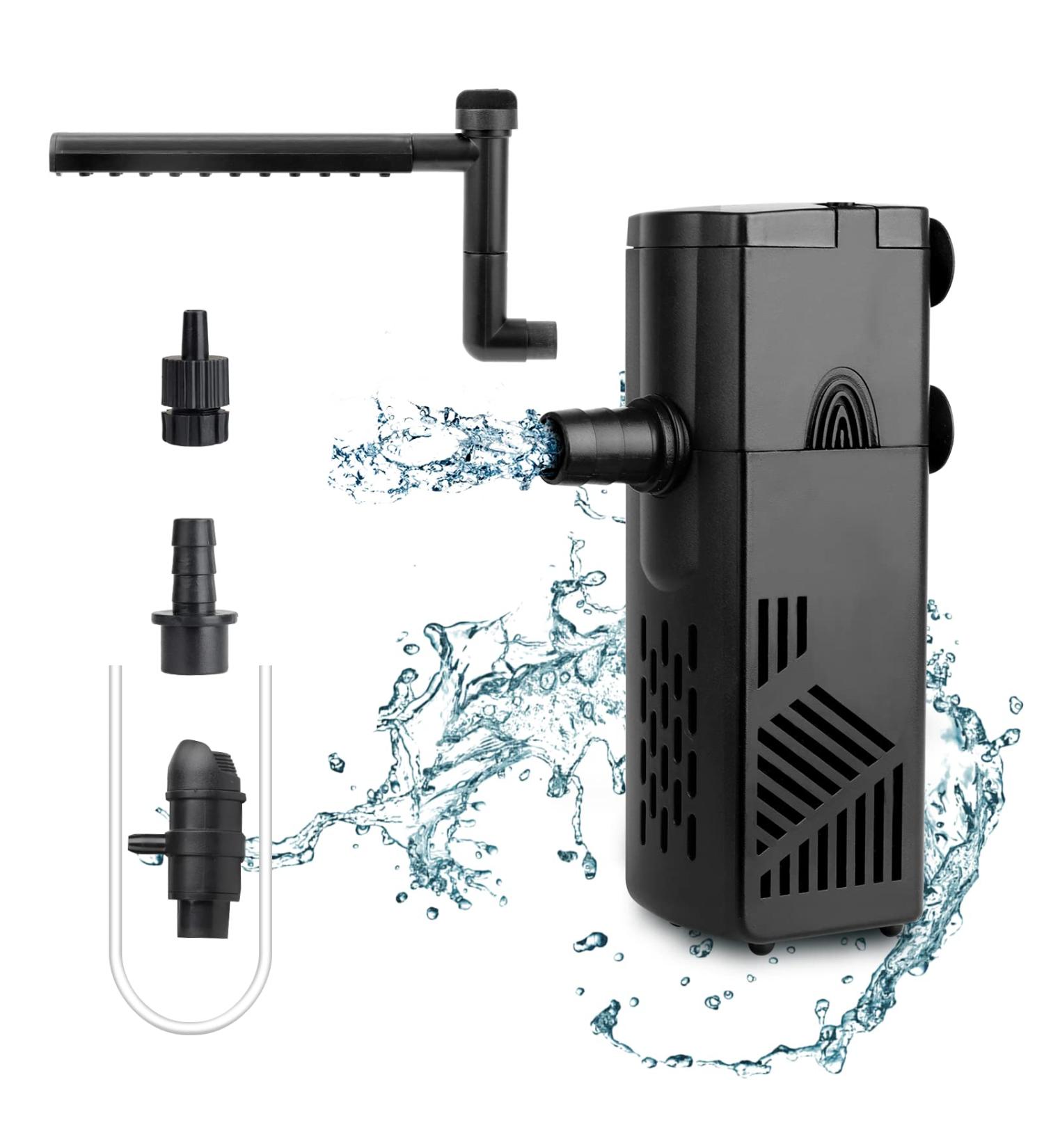 Hygger Aquarium Internal Filter 220L/H - 3W Turtle Filter with Adjustable Flow & Ceramic Filter Balls for 20-40L Aquariums - Buy Online on GoSupps.com