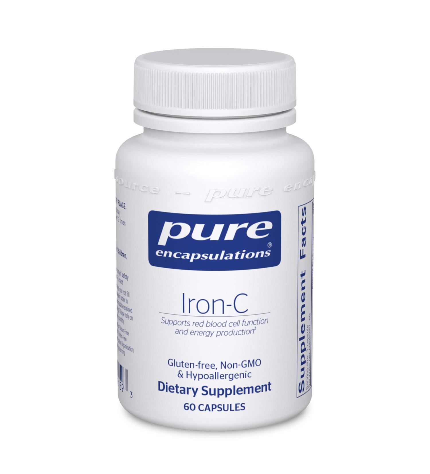 Pure Encapsulations Iron-C | Muscle & Red Blood Cell Support Supplement with Vitamin C | 60 Capsules - Buy Online on GoSupps.com