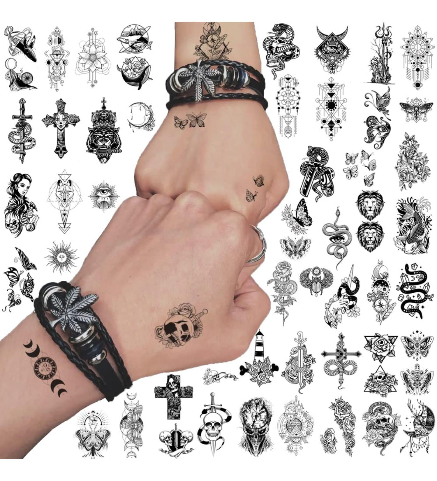 Realistic 52 Sheet Temporary Tattoos for Men & Women - Waterproof and Long Lasting Black Tattoo Stickers - Body Art for Face, Hand, Arm, Neck, and Leg - Buy Online on GoSupps.com