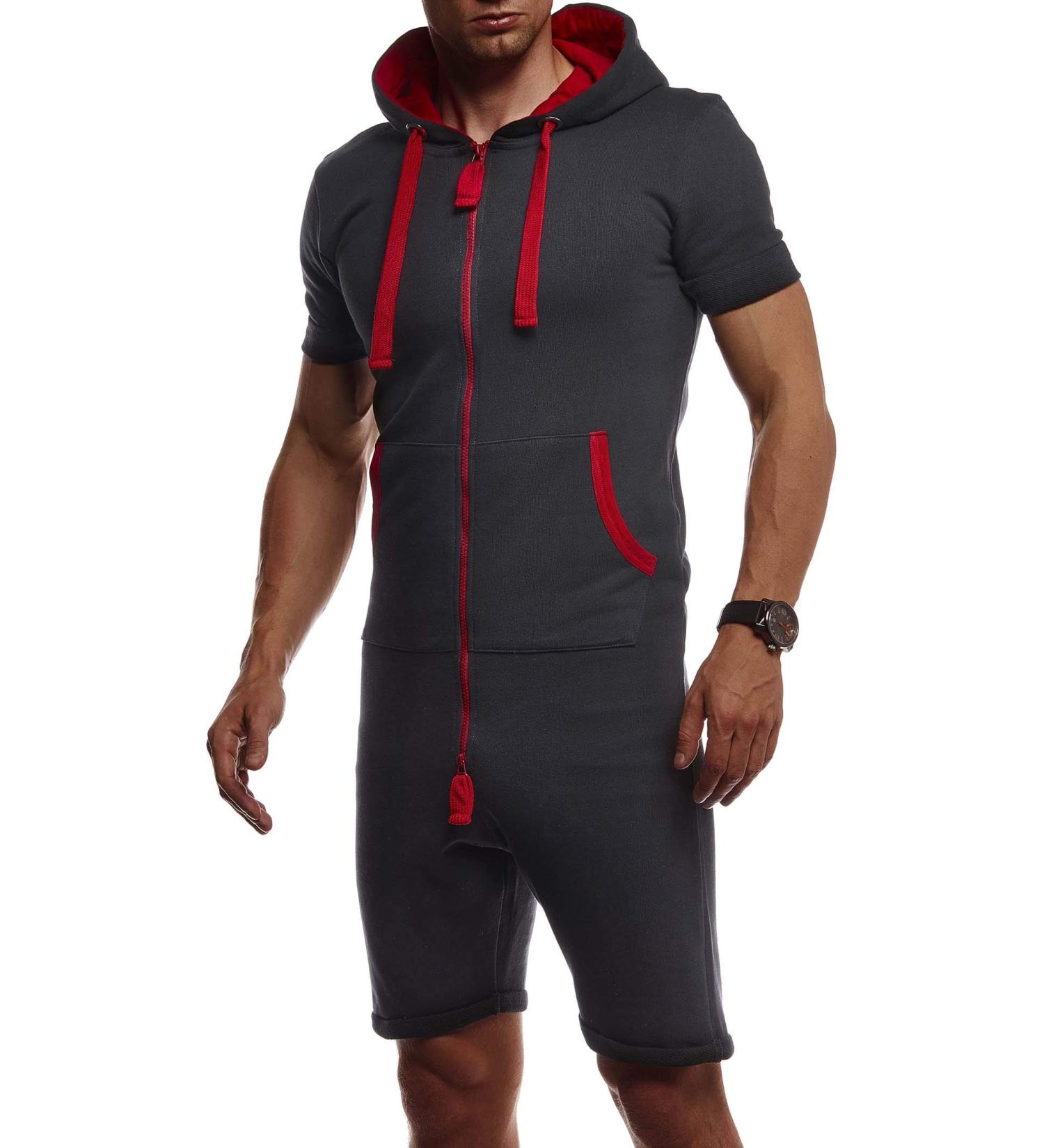 Leif Nelson Men's Summer Jumpsuit LN8313 - Large Anthracite-Red - Buy Online on GoSupps.com