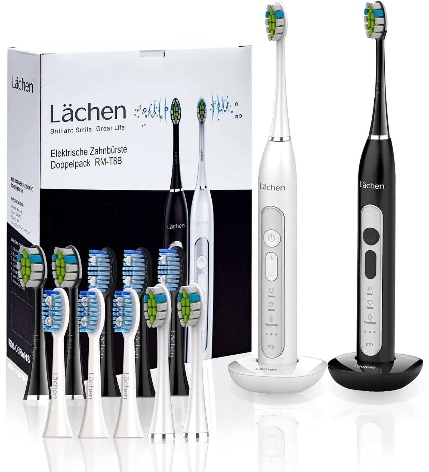 Late Electrical Toothbrush Double Pack RM-T8 | 2 Sound Handpieces Travel Bags & 10 Brushes | 3 Modes & Vibration Levels - International Shipping Available - Buy Online on GoSupps.com
