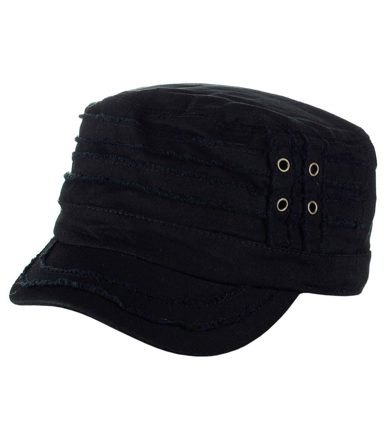 D&Y Unisex Cotton Distressed Cadet Military Cap - Black | ACD2007 - Buy Online on GoSupps.com