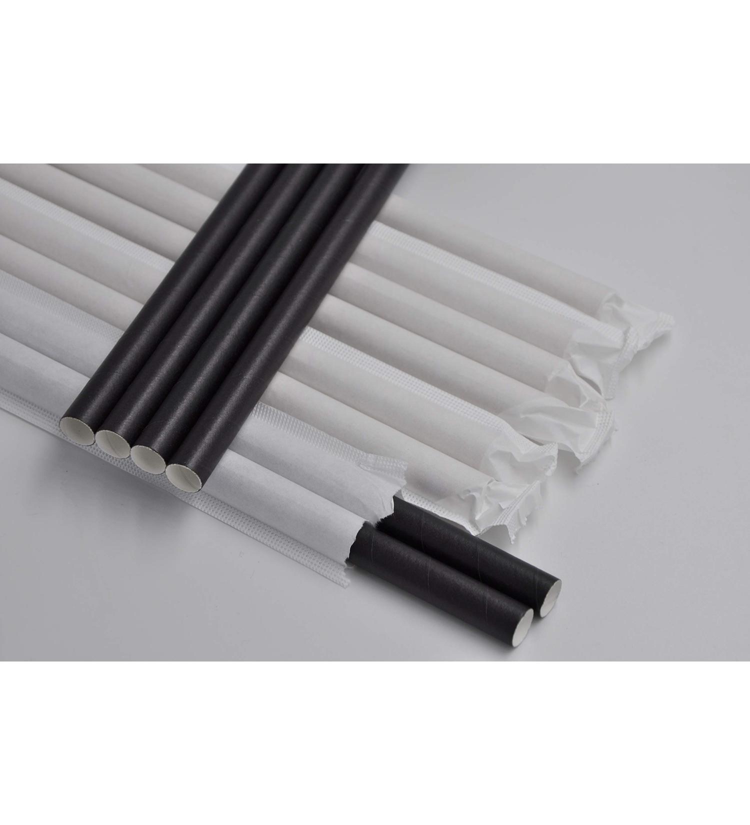 BUYERSbasics Biodegradable Black Paper Straws Individually Wrapped - Pack of 100 4-Layer Extra Strength Long-Lasting Durability Anti-Fizzing Material (1 X 100/Pack) - Buy Online on GoSupps.com