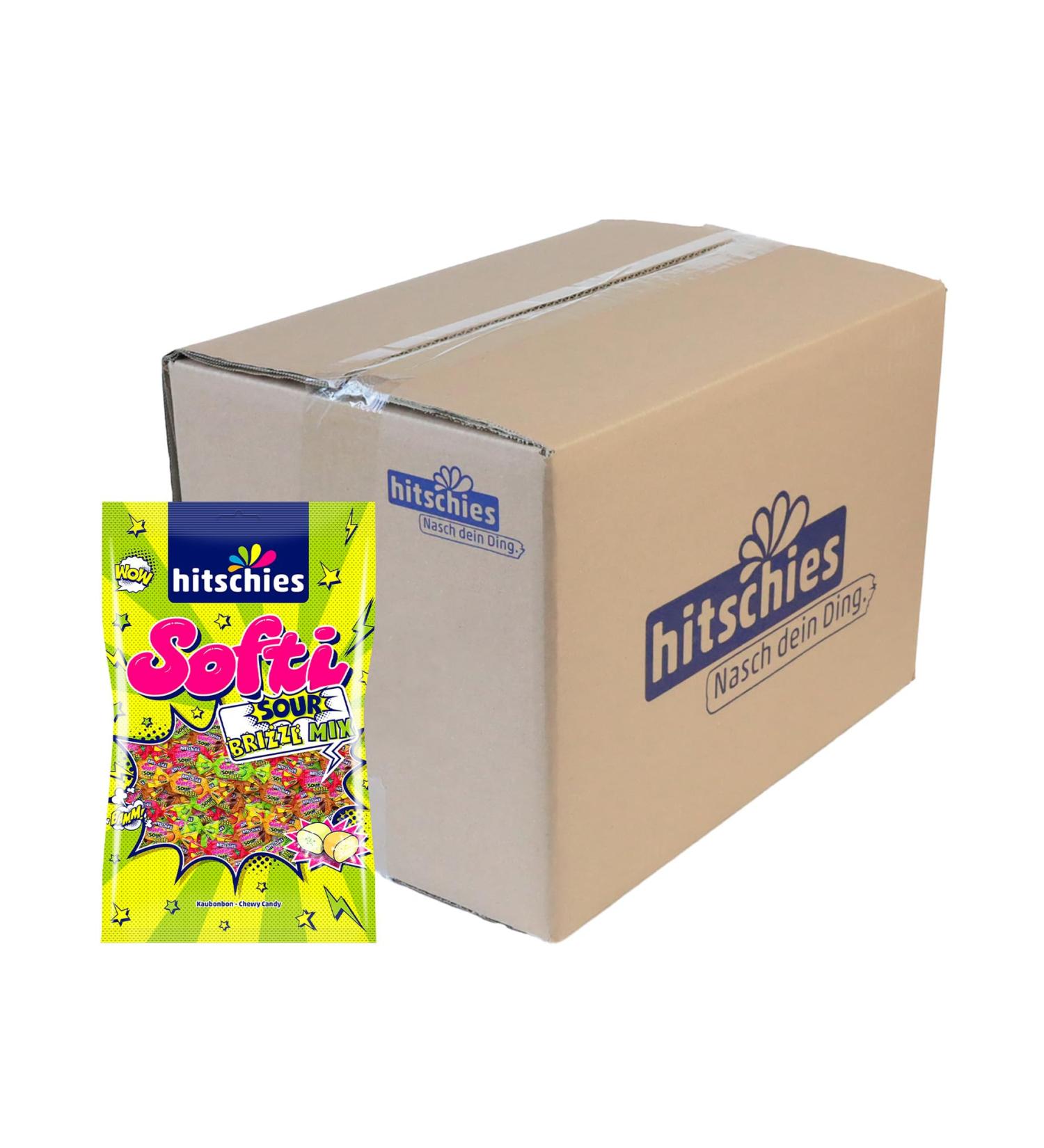 Hitschies Softi SOUR Brizzl Mix - Gluten-Free Acid Kaubonbons with Strawberry Apple Orange & Cola - 8 x 1000g | Halal International Shipping - Buy Online on GoSupps.com