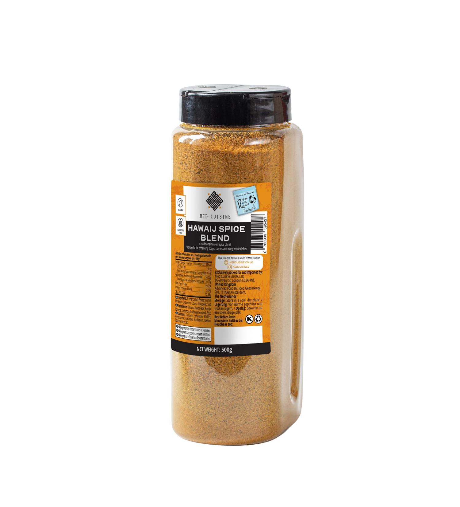 Hawaij Spice Mix 500g - Authentic Yemeni Blend for Soups, Stews & Curries | Turmeric, Black Pepper, Cumin, Coriander, Cardamom, Cloves & Fenugreek | Med Cuisine Hawaij 500g - Buy Online on GoSupps.com