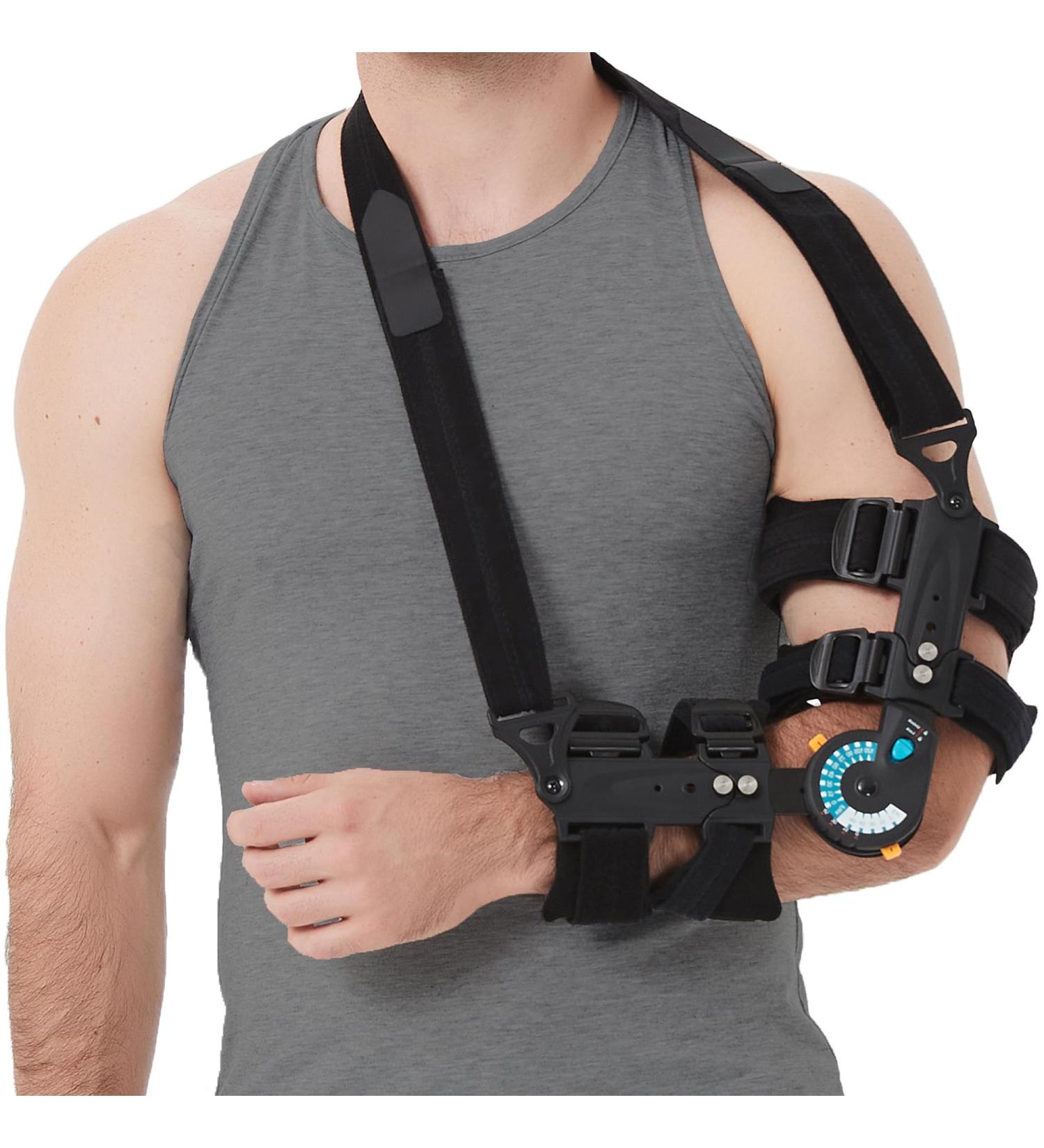 Medibot Hinged ROM Elbow Brace - Adjustable Post OP Stabilizer for Recovery from Arm Injuries - Left Hand Support - Buy Online on GoSupps.com