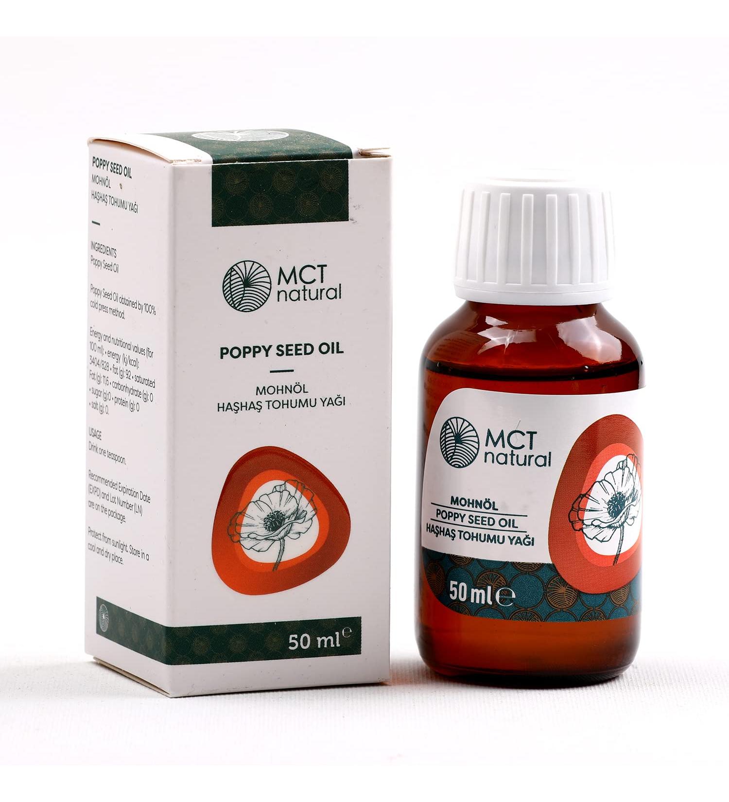 MCT Natural Poppy Seed Oil 50ml | 100% Natural Hair & Care Oil | Strengthens Bones & Teeth | Natural Cosmetics - Buy Online on GoSupps.com